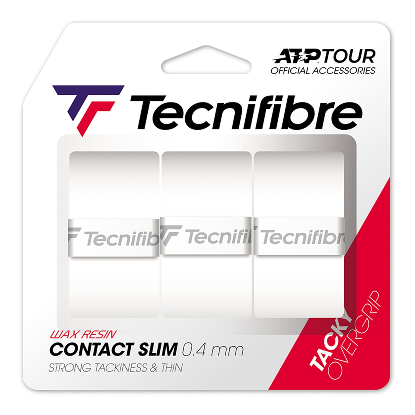 Tecnifibre Contact Slim 3er 3 Pack-White Tecnifibre Contact Slim 3er 3 Pack-White