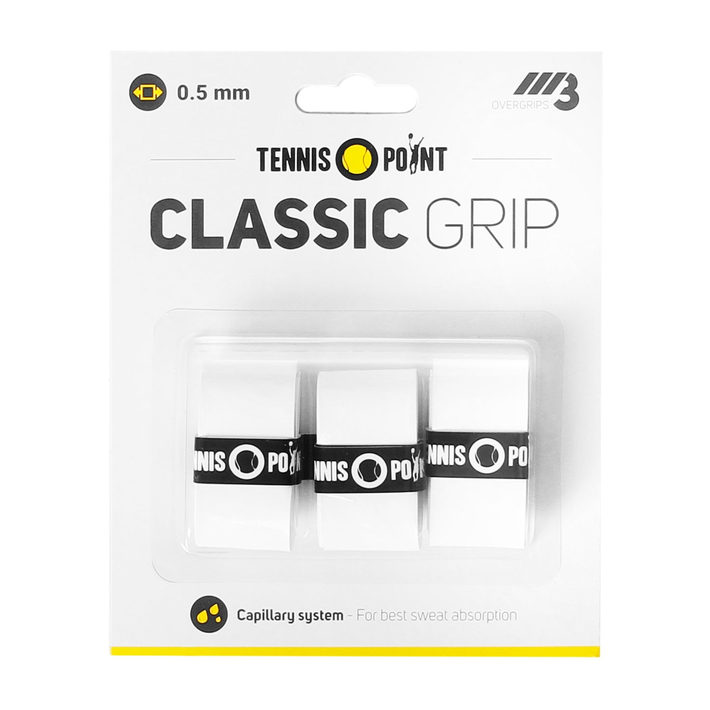 Tennis-Point Classic Grip 3 Pack - white Tennis-Point Classic Grip 3 Pack - white
