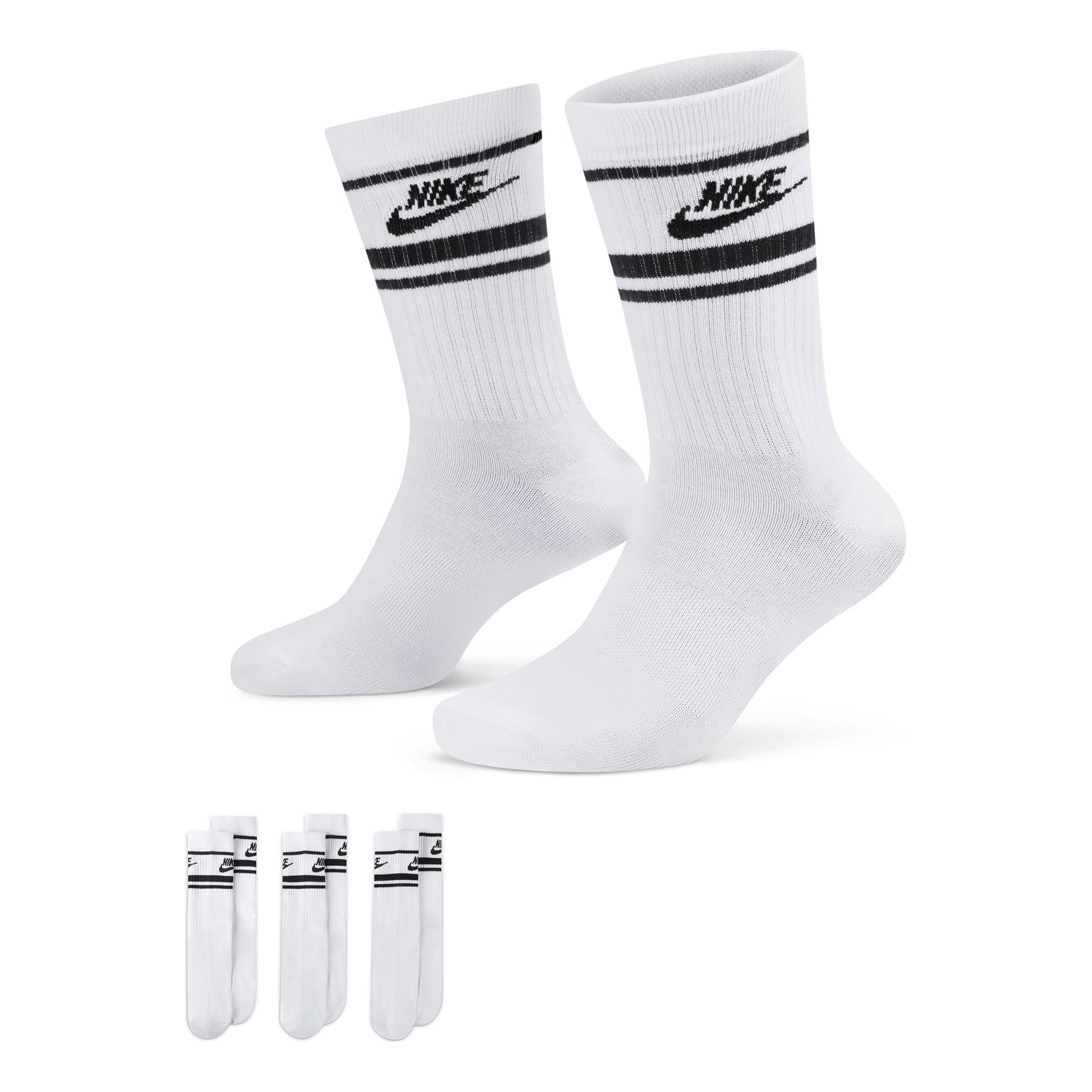 Nike Sportswear Everyday Essential Tennis Socks 3 Pack-White,Black