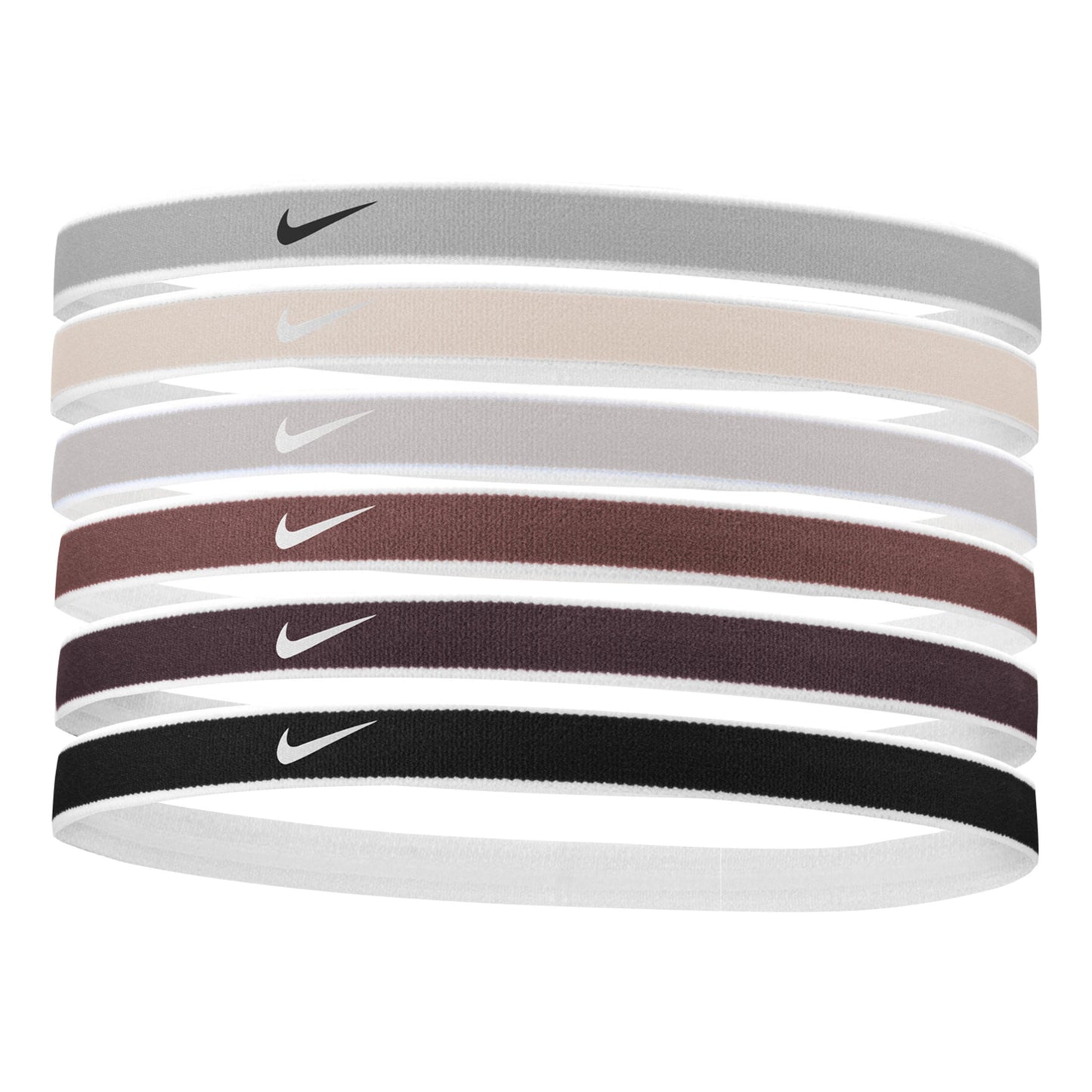 Nike Swoosh Sport Tipped Hair band 6 Pack Unisex - cream, black