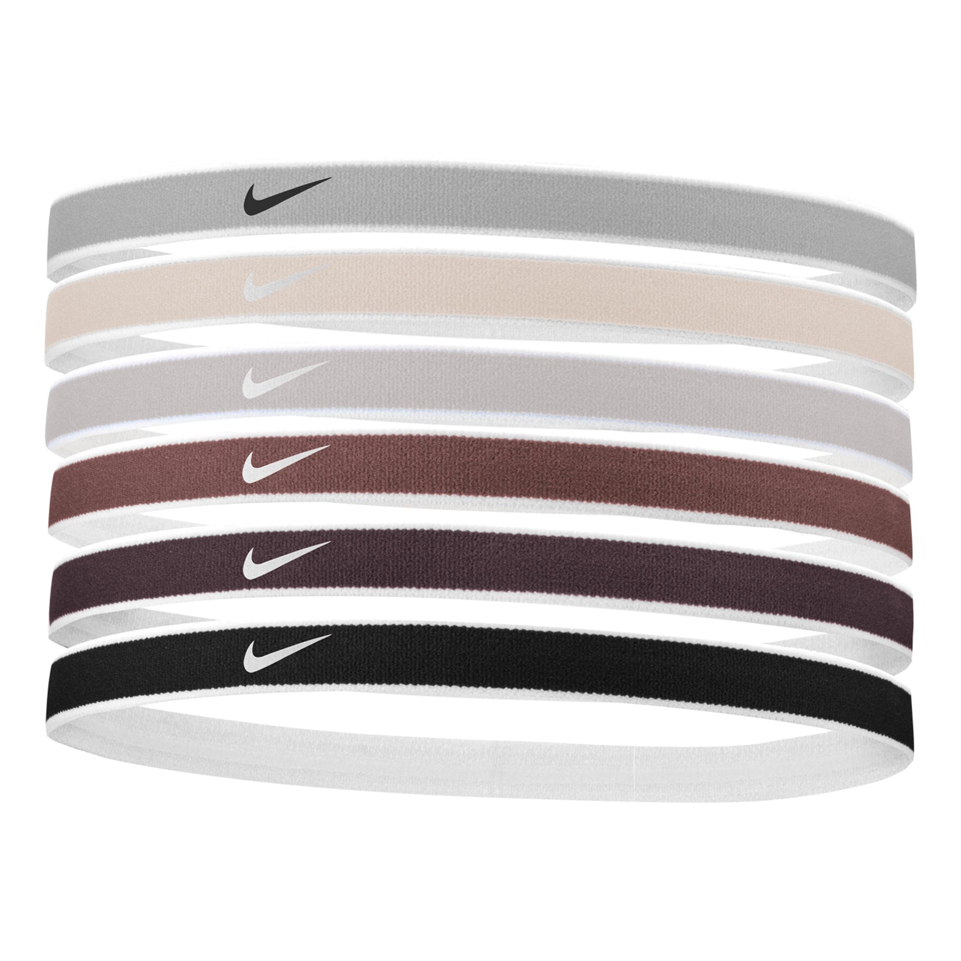 Nike Swoosh Sport Tipped Hair band 6 Pack Unisex - cream, black