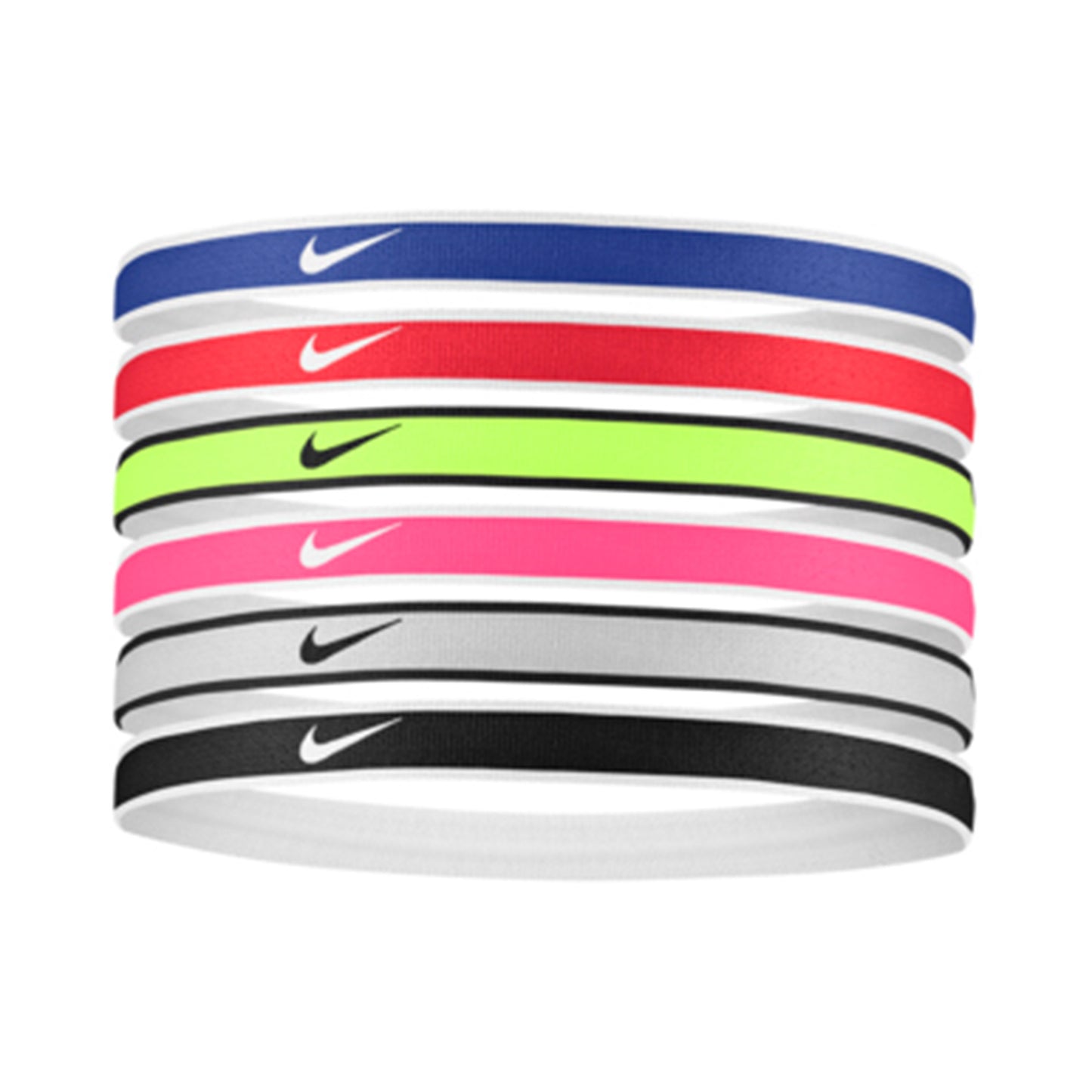 Nike Swoosh Sport Tipped Hair Band 6 Pack-Red,Blue