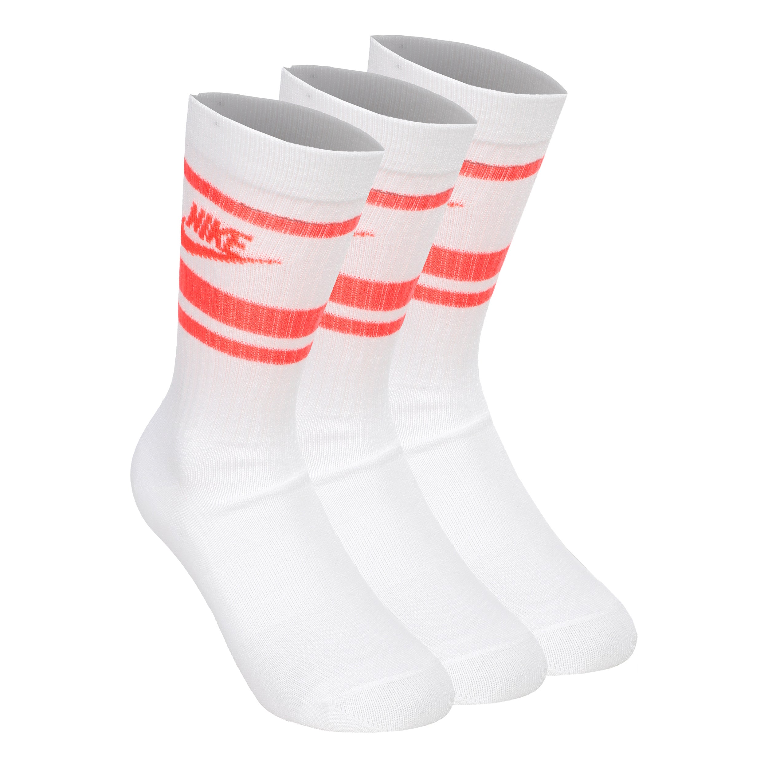 Nike Everyday Essentials Crew Tennis Socks-White,Coral