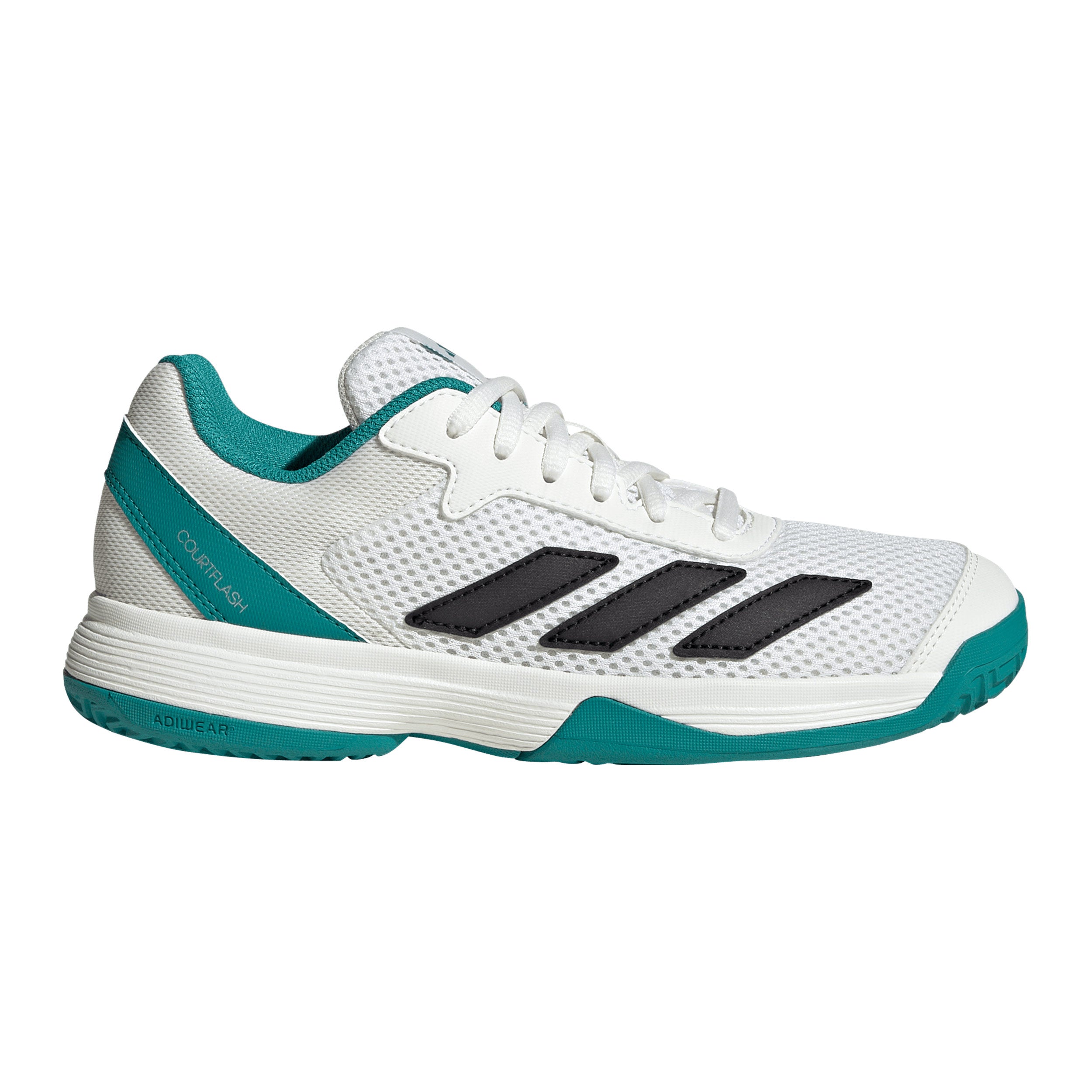 adidas Courtflash All court shoe Kids - white, petrol