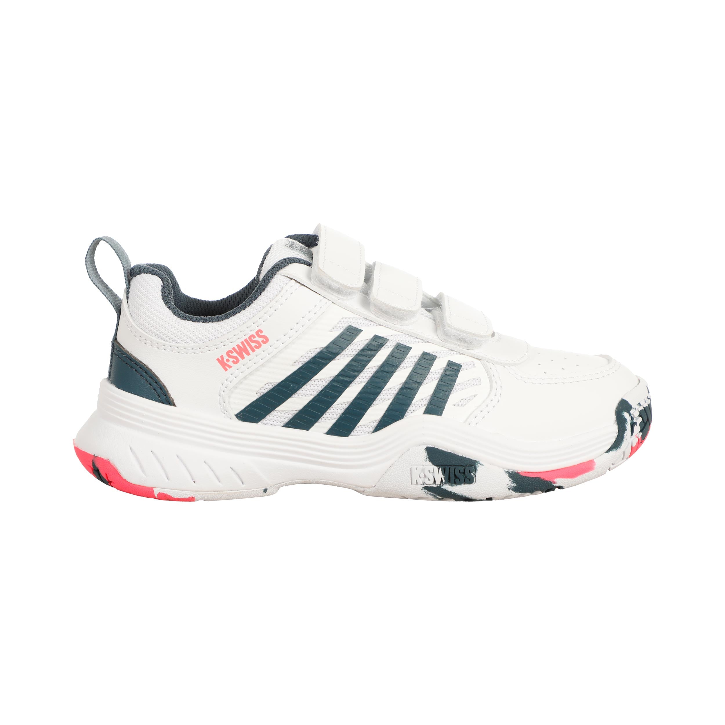 K-Swiss Court Express 2 Strap All Court Shoe Kids-White,Petrol
