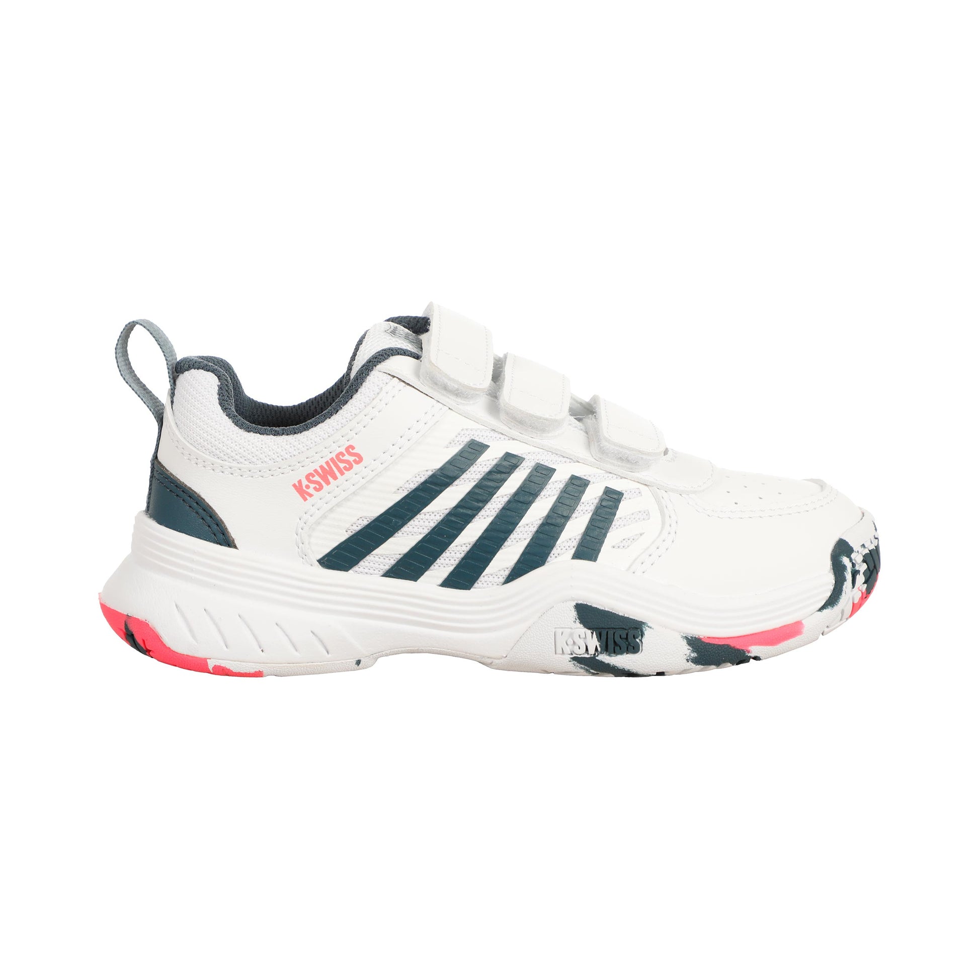 K-Swiss Court Express 2 Strap All Court Shoe Kids-White,Petrol