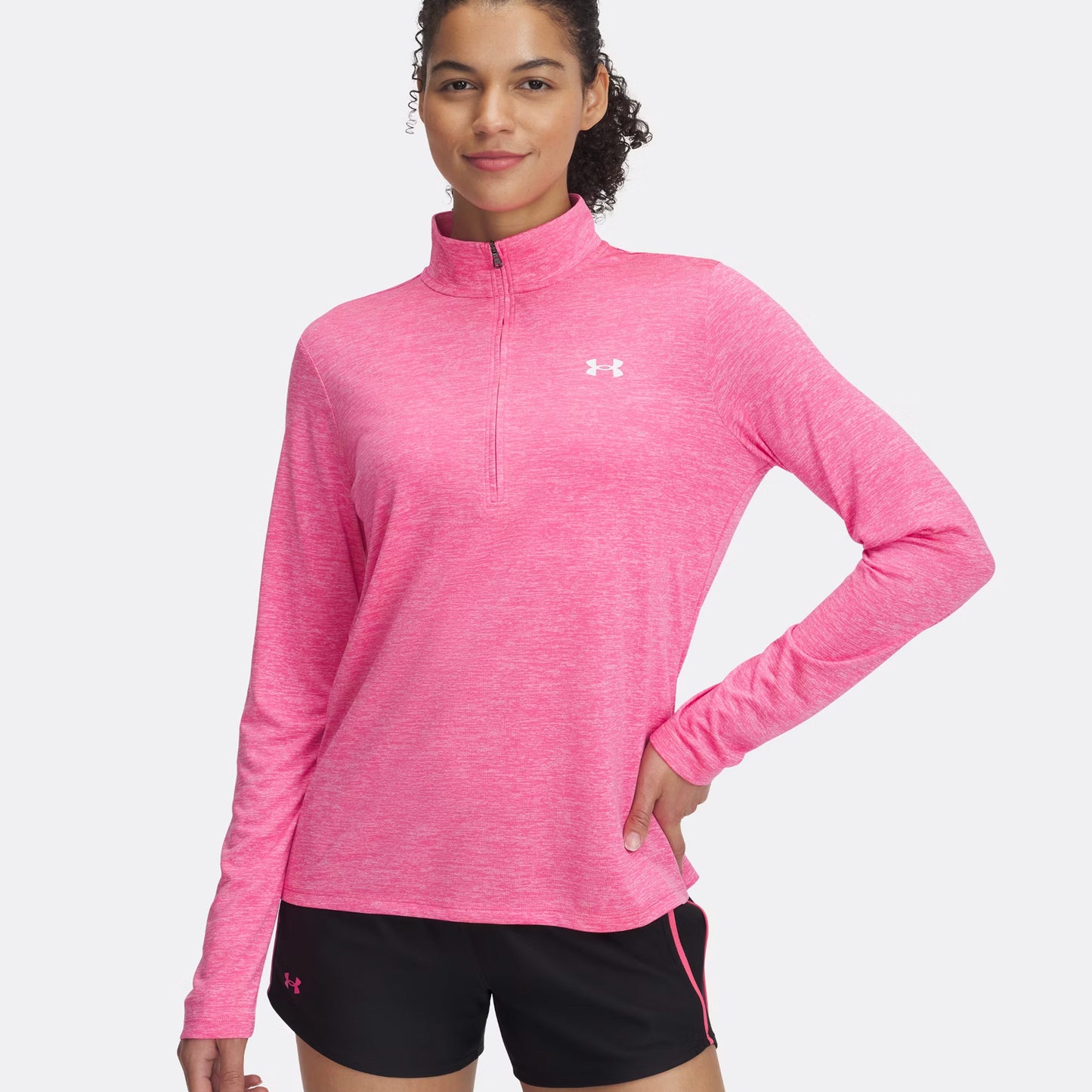 Under Armour Tech 1/2 Zip-Twist Long Sleeve Women-Pink,White