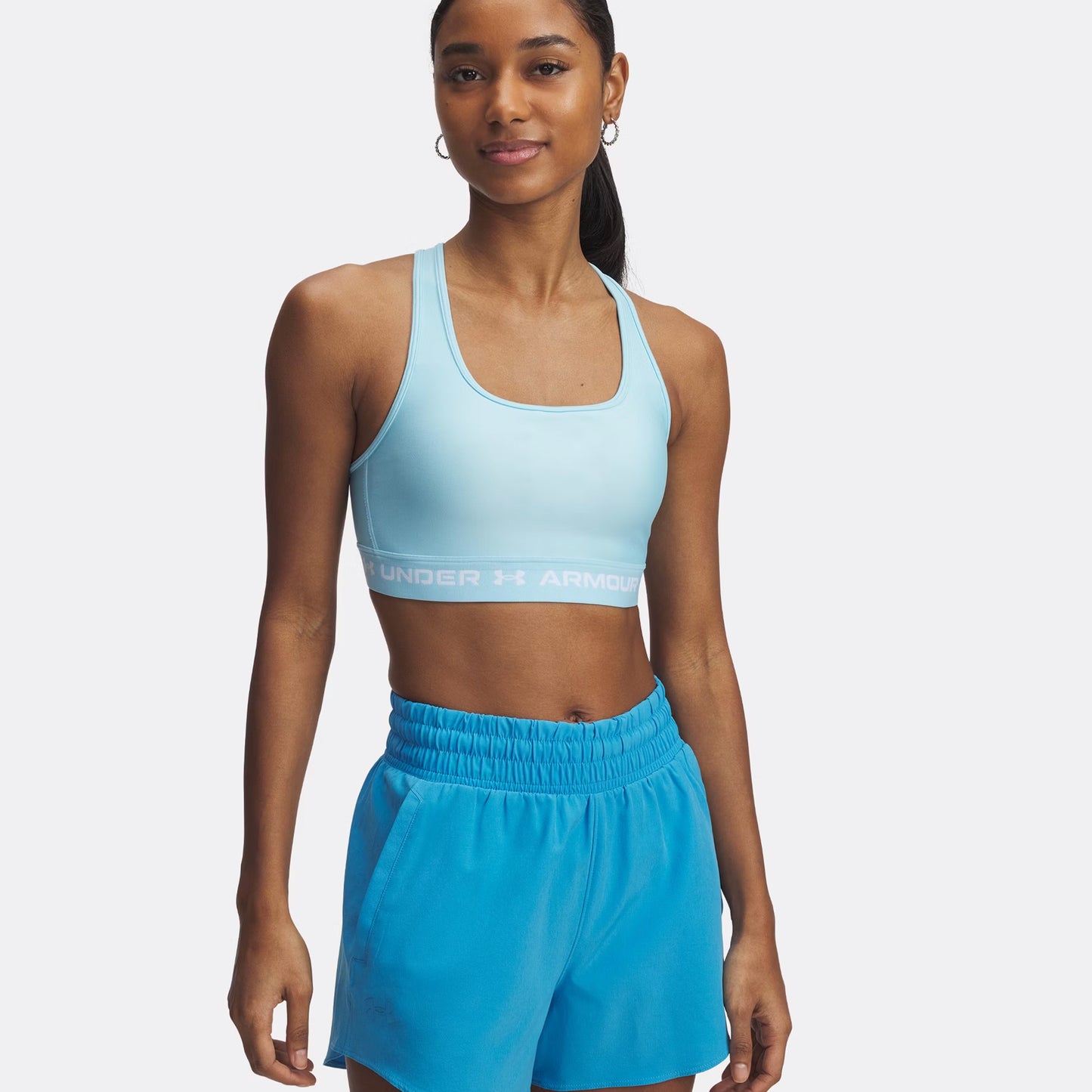 Under Armour Croback Sports Bras Women-Light Blue