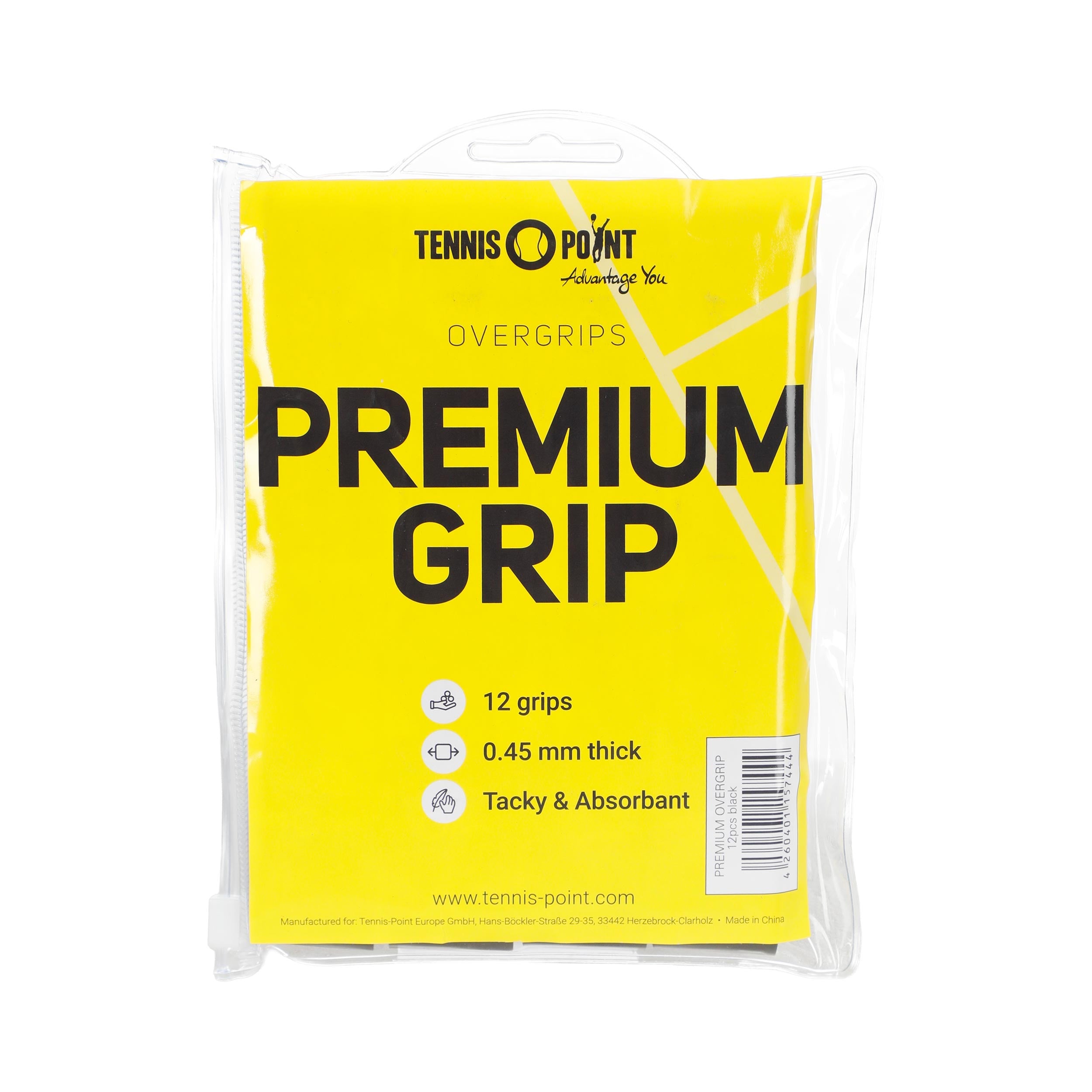 Tennis-Point Premium Grip 12 Pack-Black