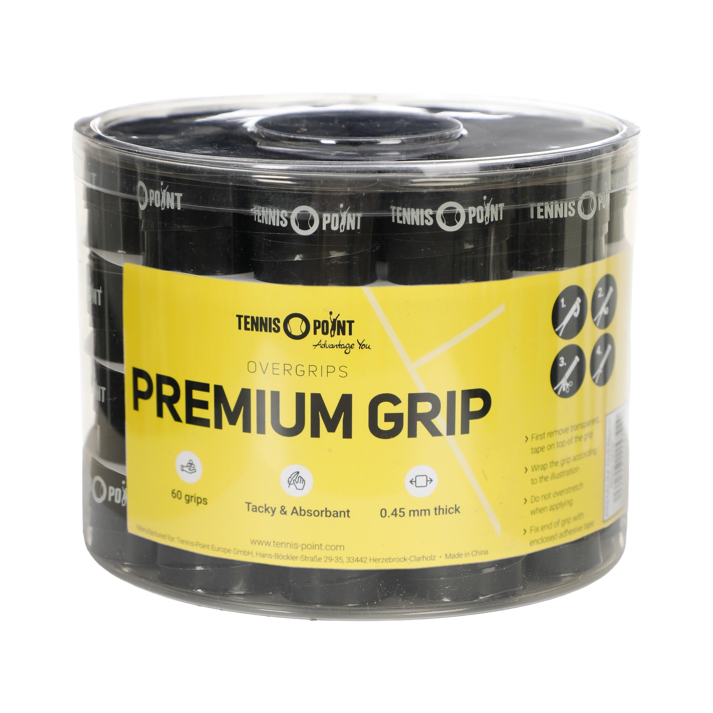 Tennis-Point Premium Grip 60 Pack-Black