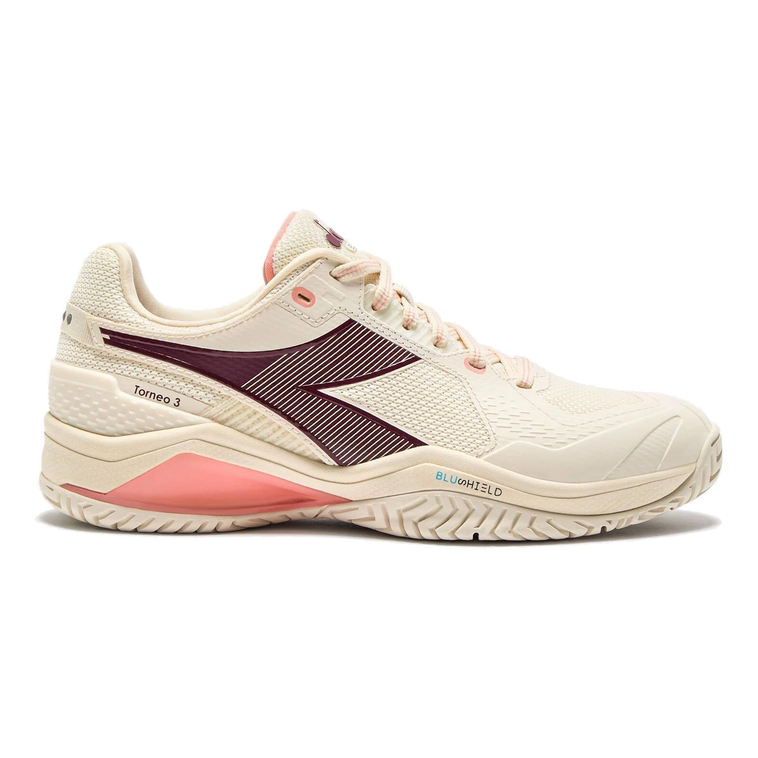 Diadora Blushield Torneo 3 All Court Shoe Women-White,Dark Red