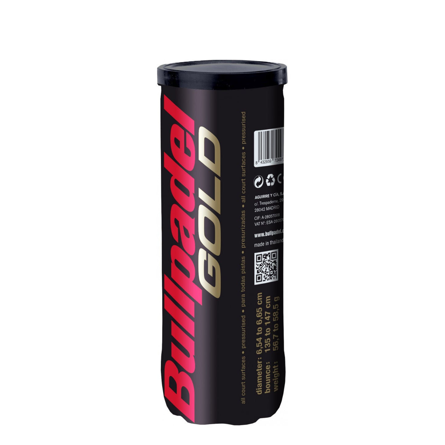Bullpadel Gold 3 Ball Tube