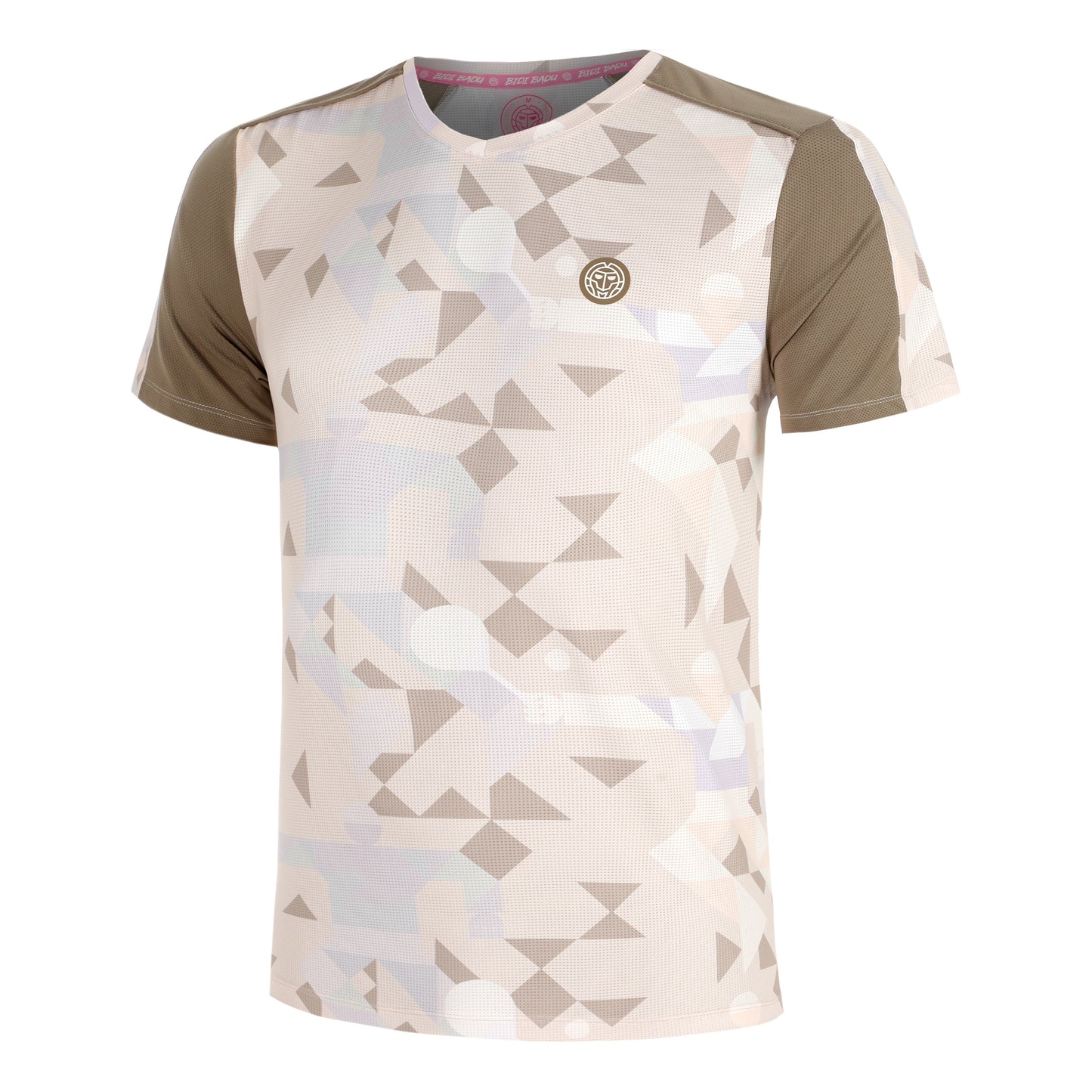 BIDI BADU Paris 2025 V-Neck T-Shirt Men-Beige,Brown