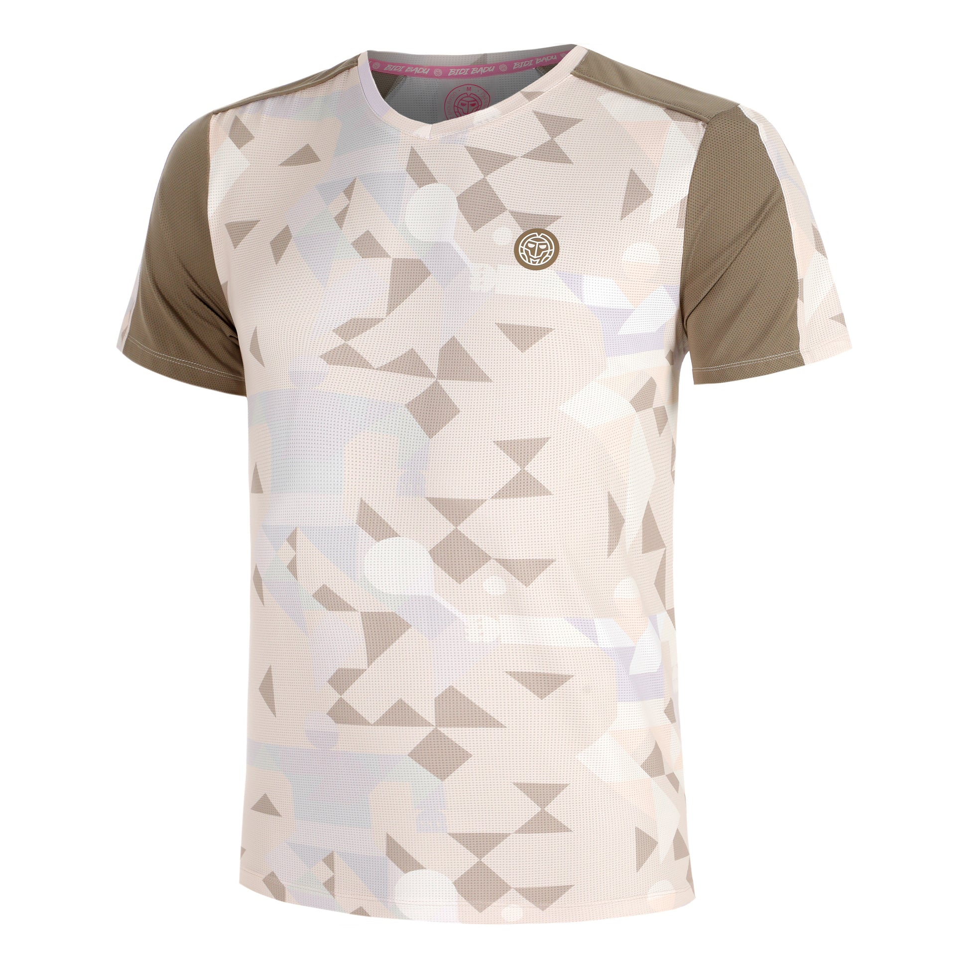 BIDI BADU Paris 2025 V-Neck T-Shirt Men-Beige,Brown