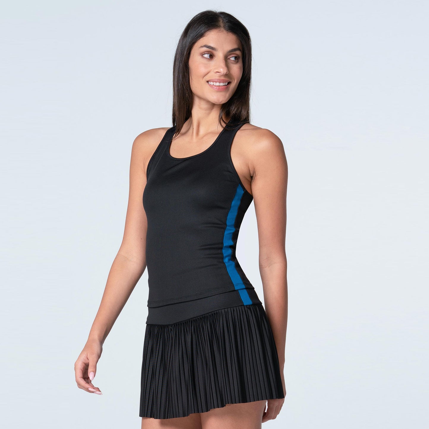 Lucky in Love Racer Rib Tank Top Women-Black