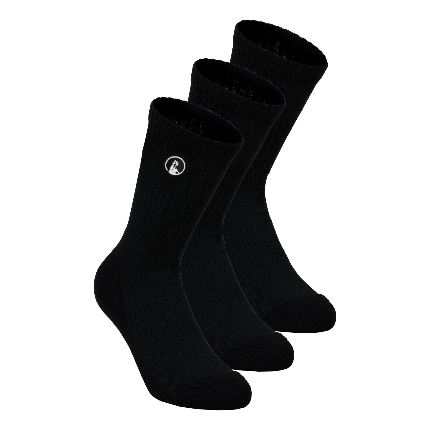 Quiet Please Performance Long Tennis Socks 3 Pack-Black