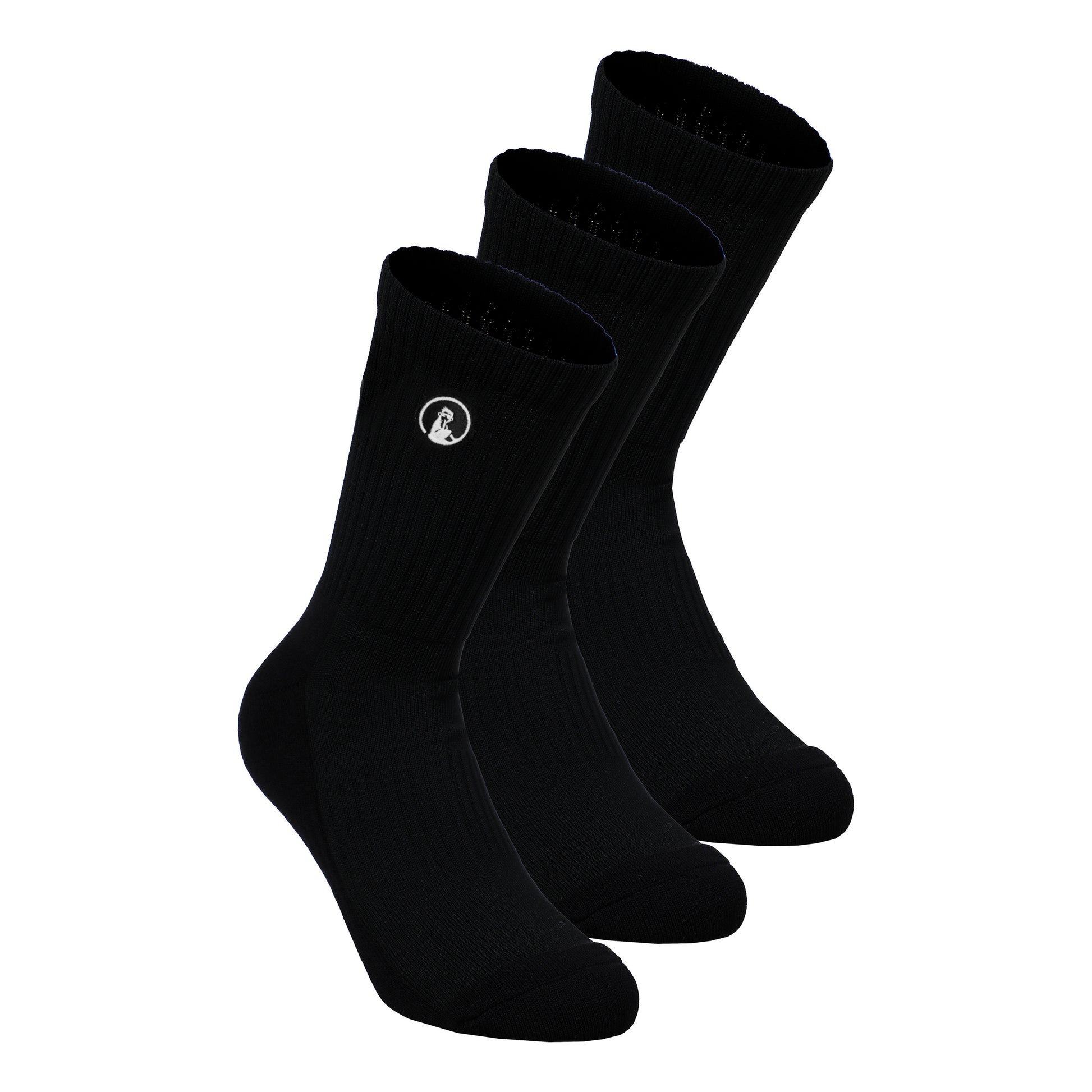 Quiet Please Performance Long Tennis Socks 3 Pack-Black