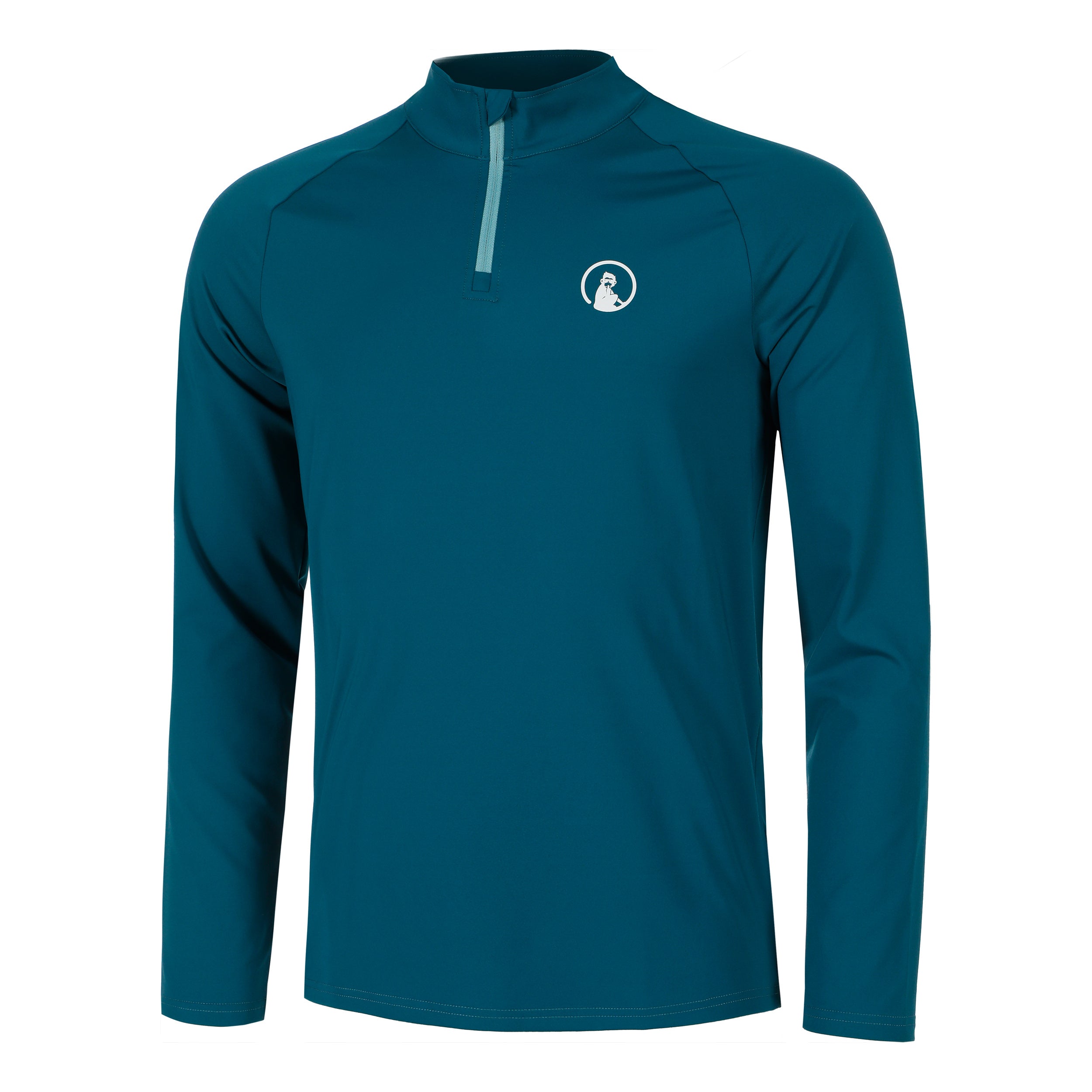 Quiet Please Create Big Serve 1/4 Zip Long Sleeve Men-Petrol,White