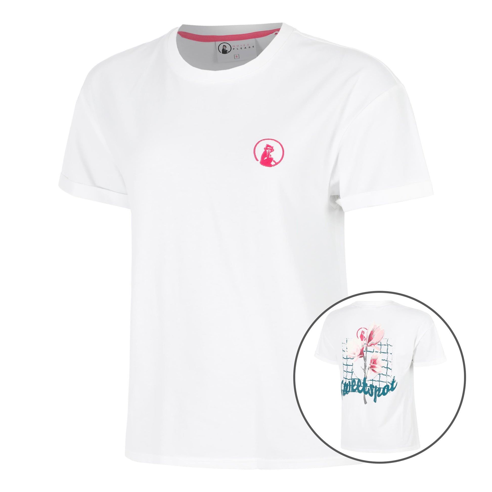 Quiet Please Create Flower T-Shirt Women-White,Multicoloured