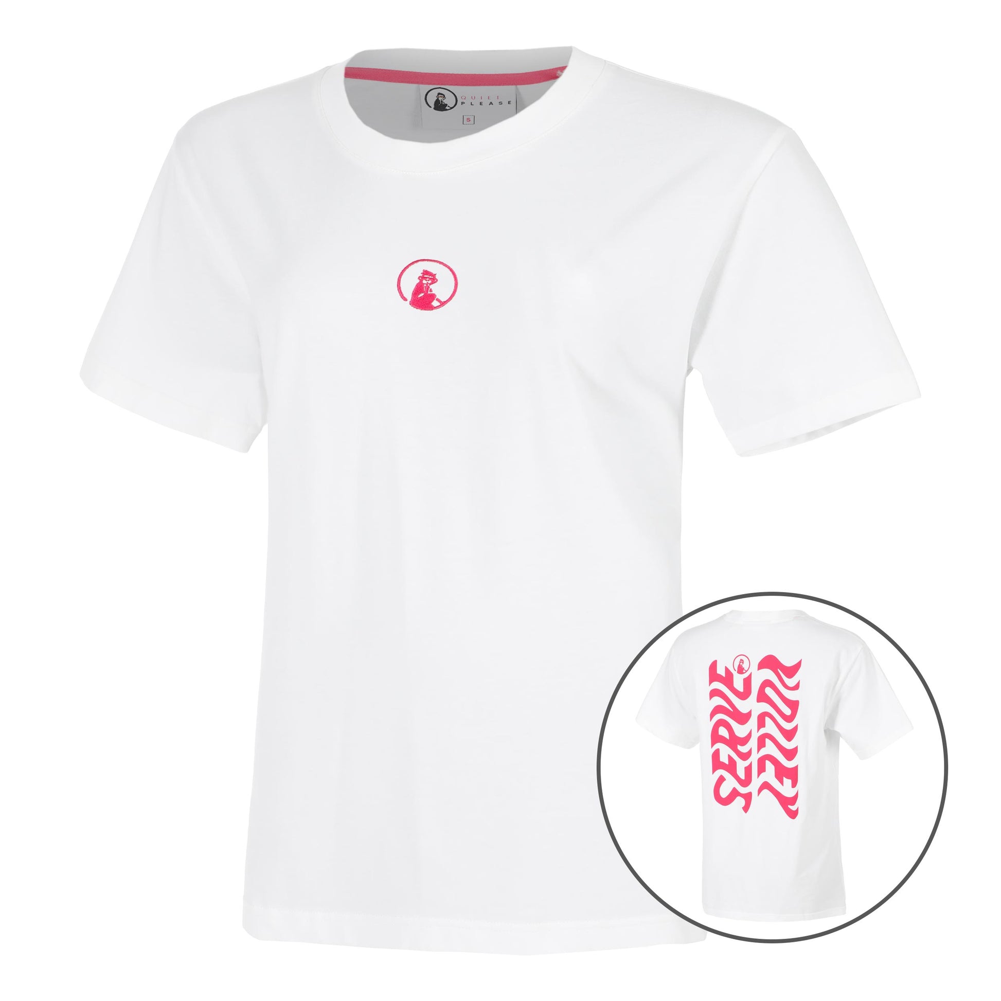 Quiet Please Create Wavy Boyfriend T-Shirt Women-White,Pink