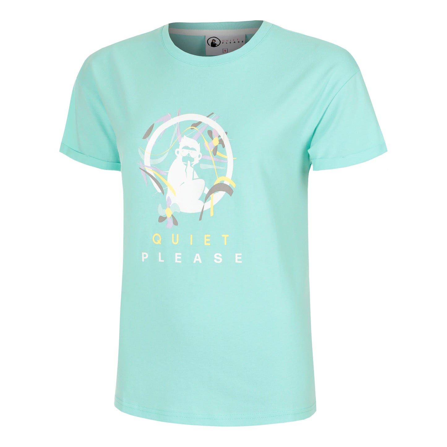 Quiet Please Wild Sketchy T-Shirt Women-Turquoise,Multicoloured