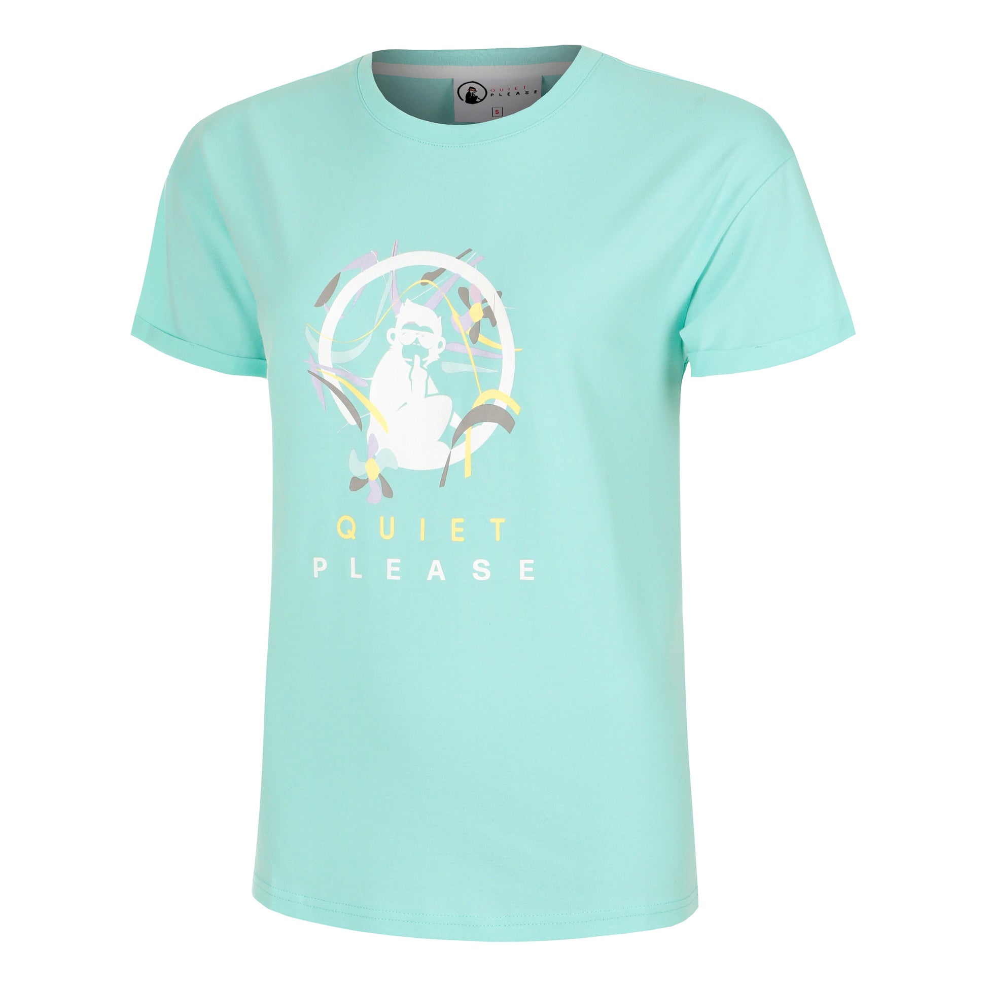 Quiet Please Wild Sketchy T-Shirt Women-Turquoise,Multicoloured