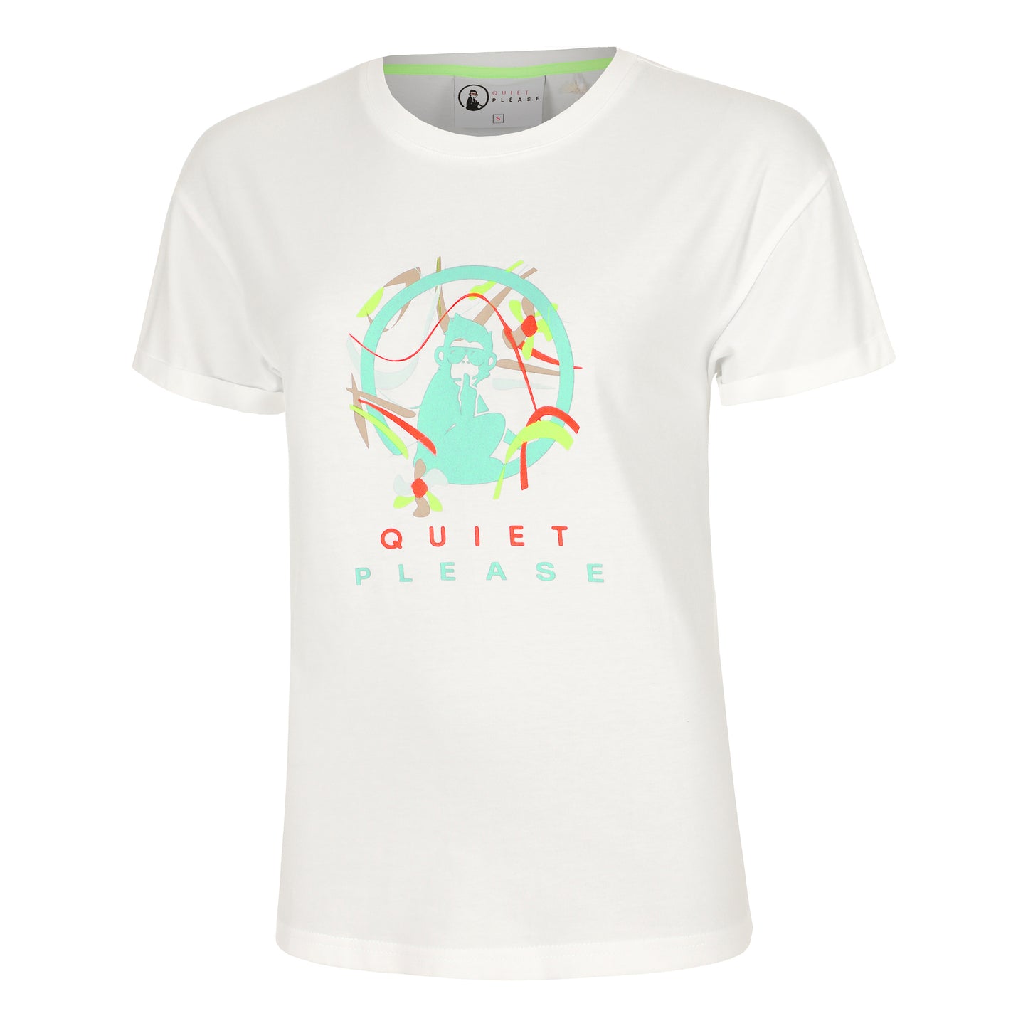 Quiet Please Wild Sketchy T-Shirt Women-White,Multicoloured