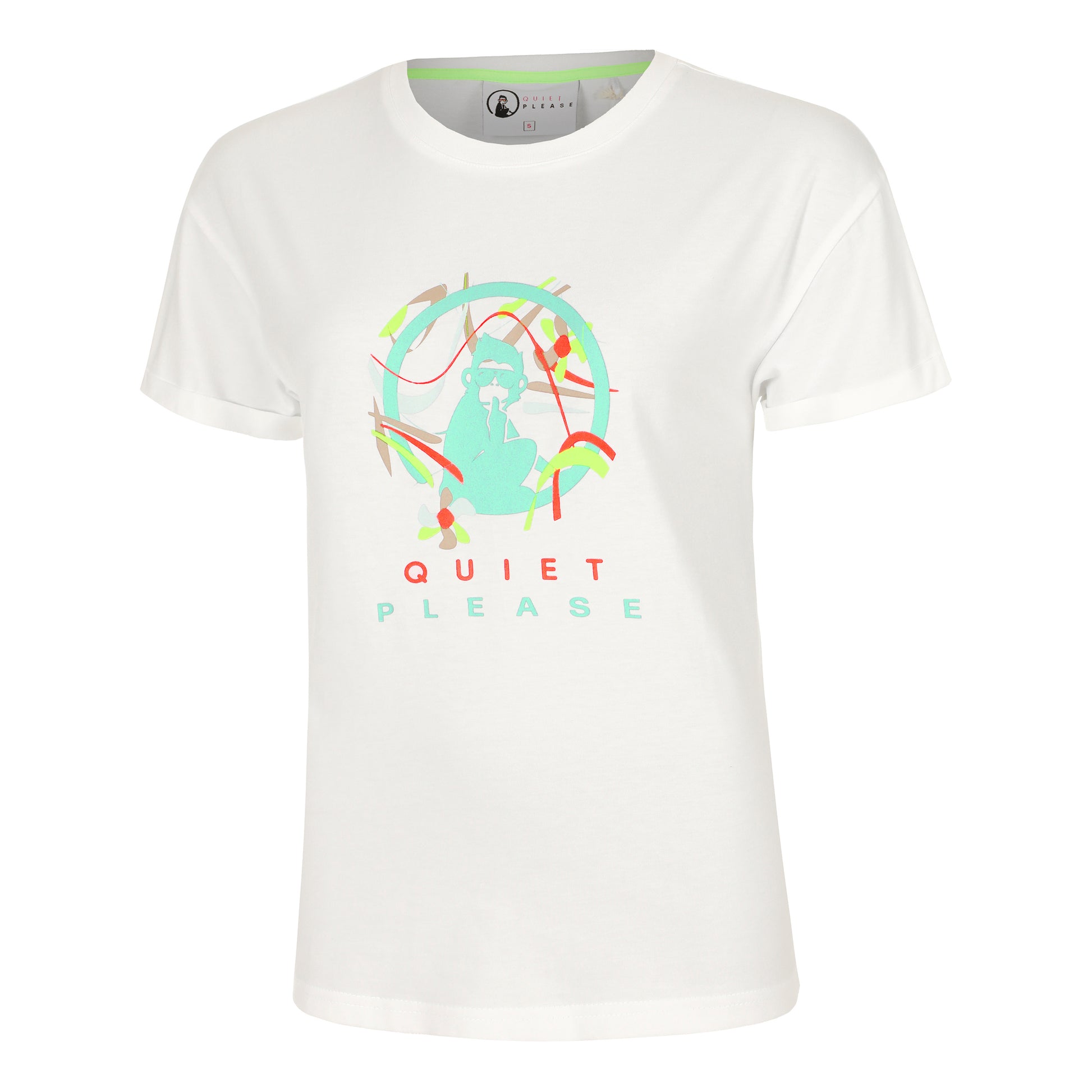 Quiet Please Wild Sketchy T-Shirt Women-White,Multicoloured