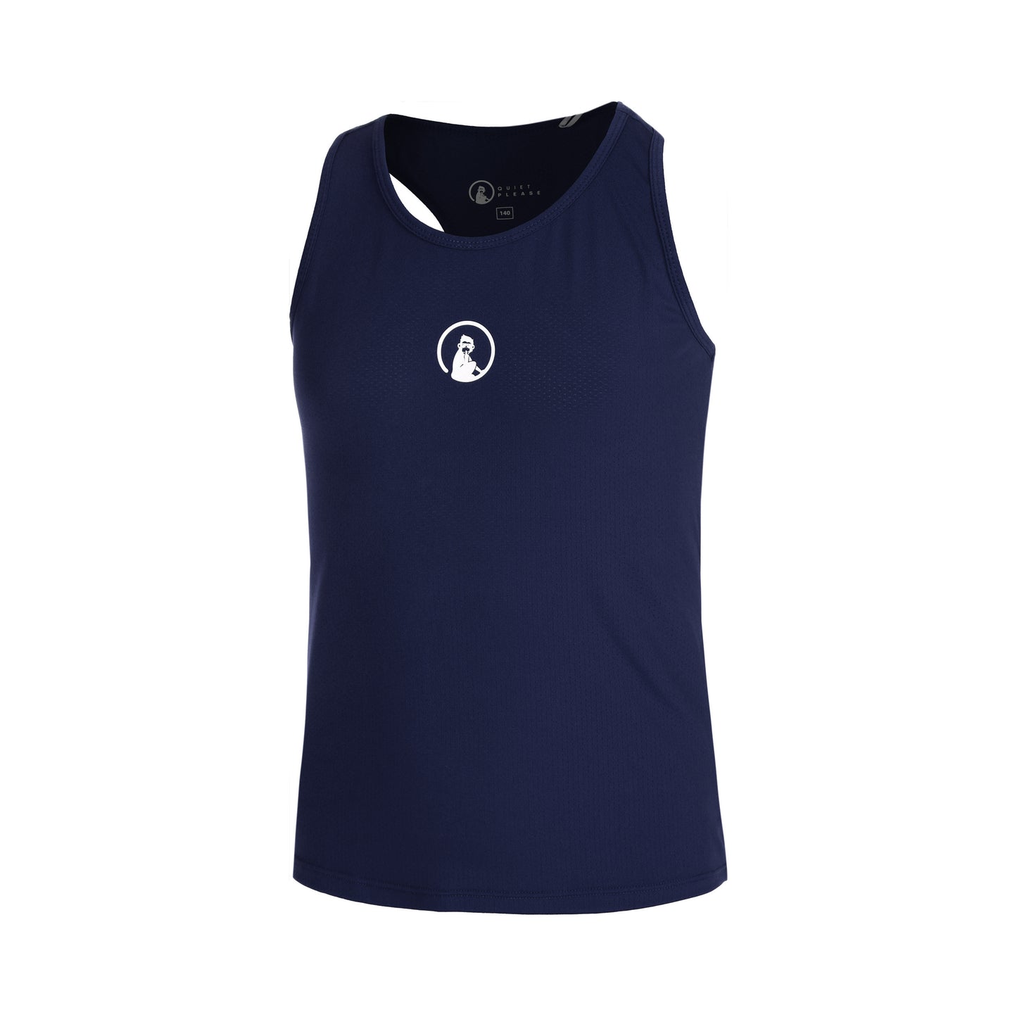 Quiet Please Racerback Tank Top Girls-Dark Blue,White