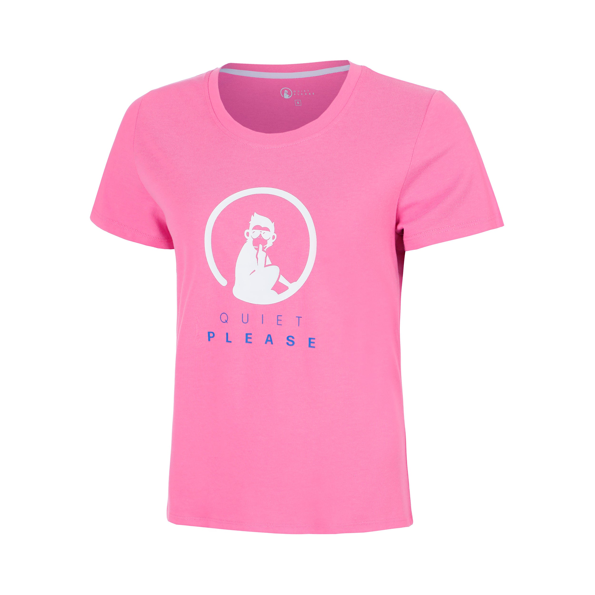 Quiet Please Baseline Logo T-Shirt Girls-pink, white