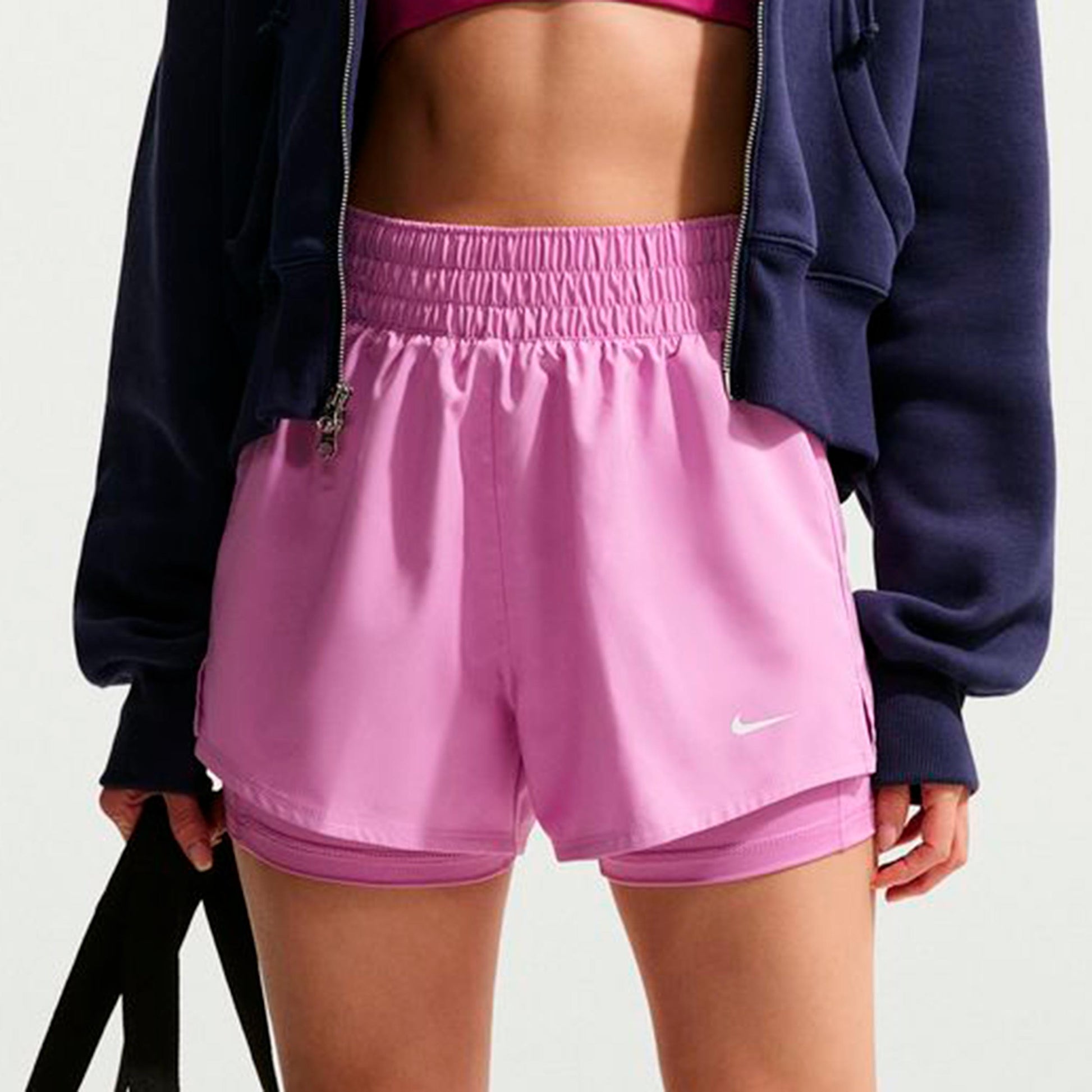 Nike Dri-Fit One Mid Rise 2in1 3in Shorts Women-lilac, white
