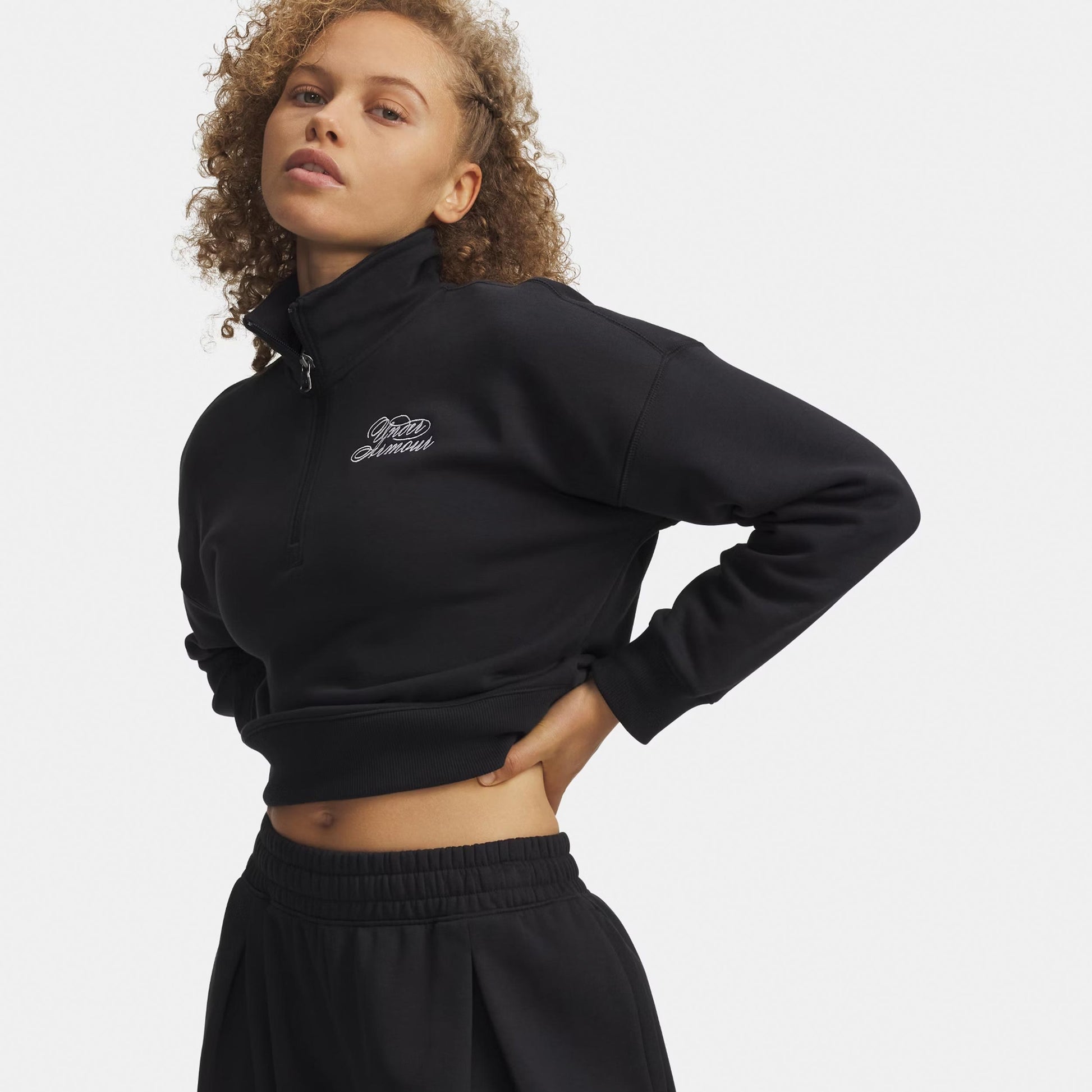 Under Armour Rival Fleece Script Halfzip Sweatshirt Women - black, white