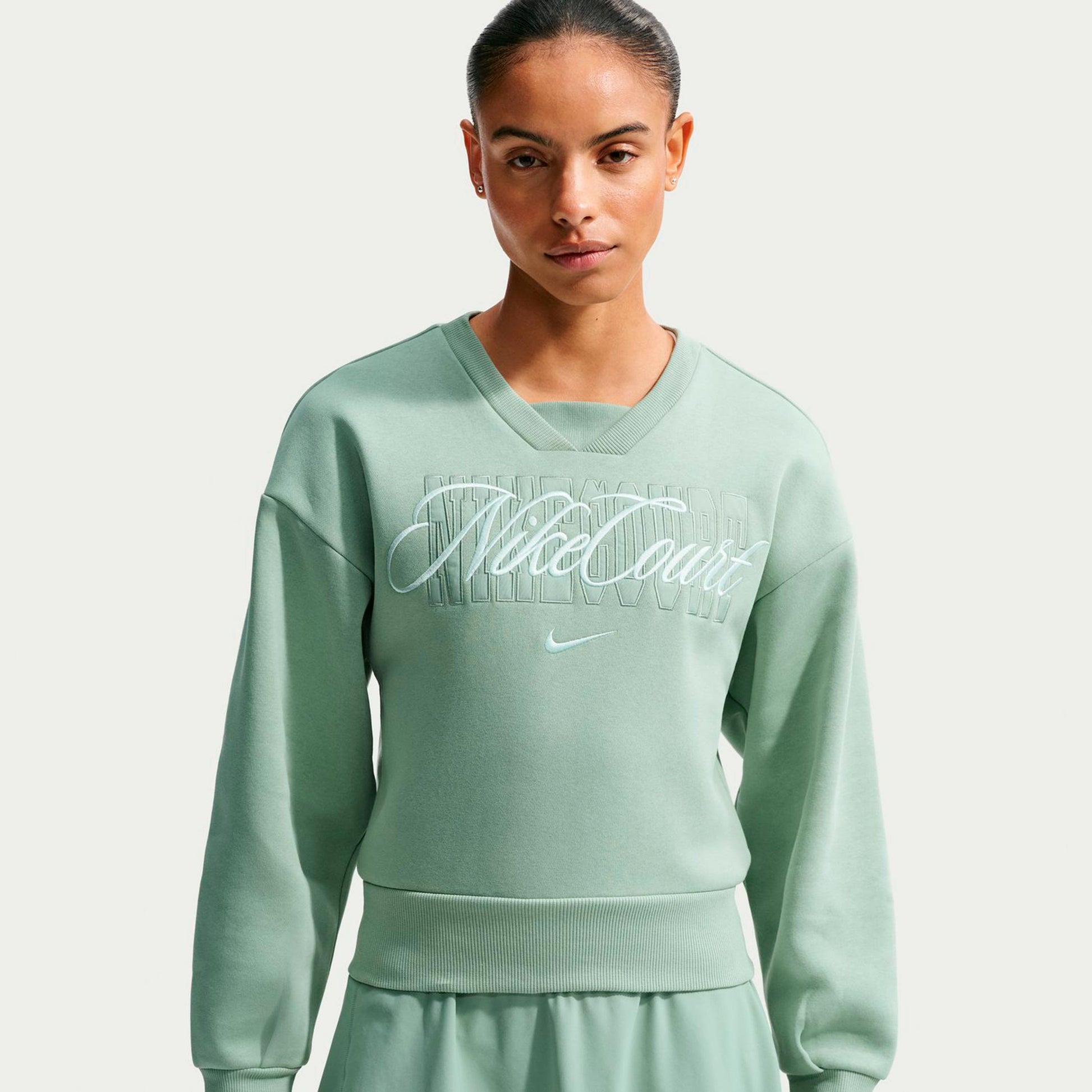 Nike Court Fleece Crew Sweatshirt Women - grey-green, green
