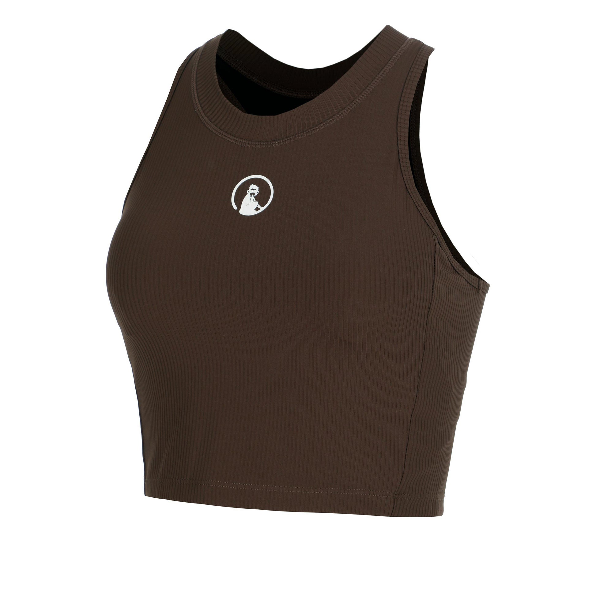 Quiet Please Memories Rib Crop Tank Top Women - brown