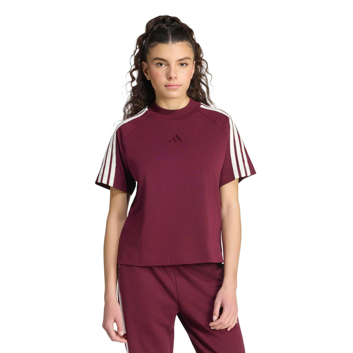 adidas 3Stripes T-Shirt Women - wine red, white