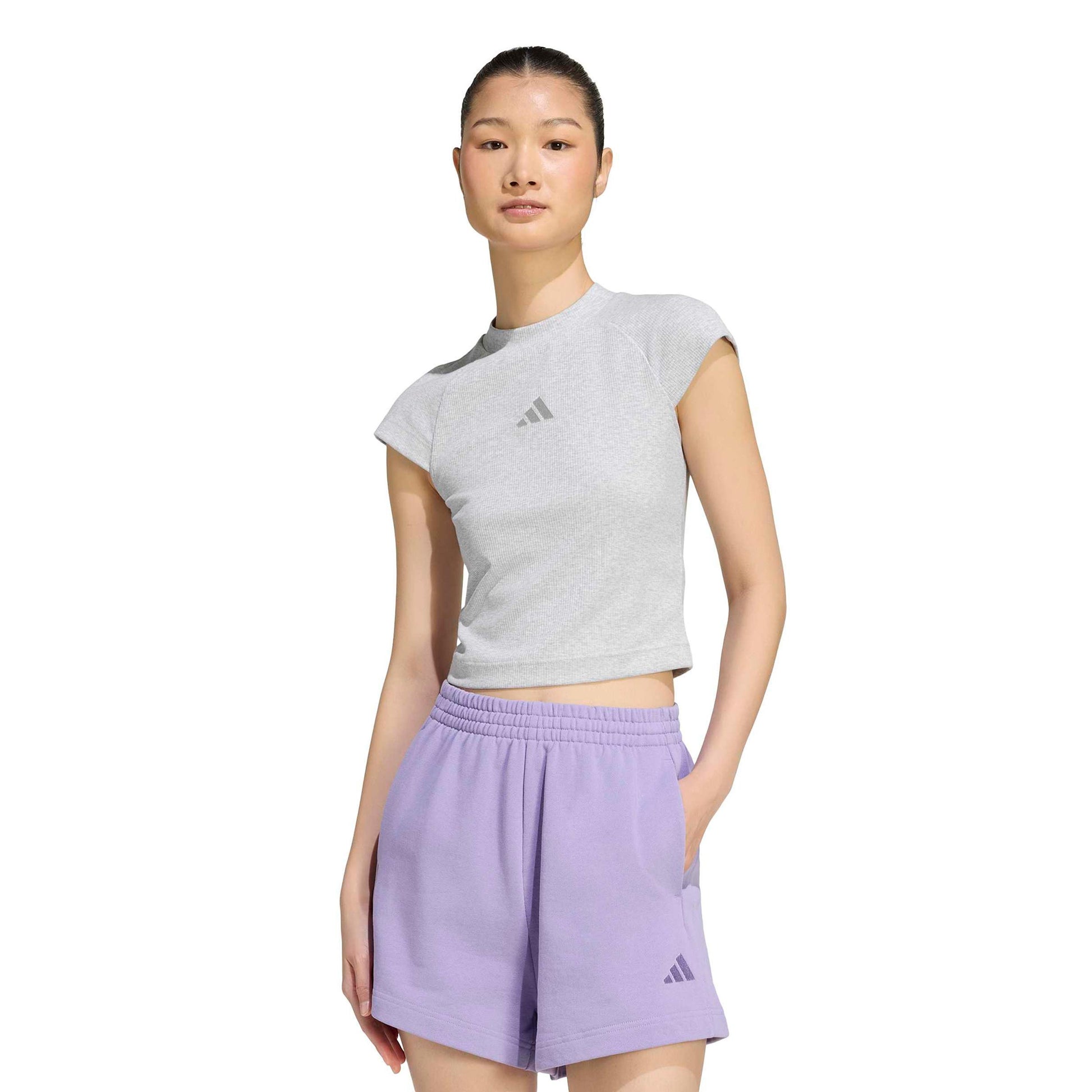 adidas Ribbed T-Shirt Women - lightgrey