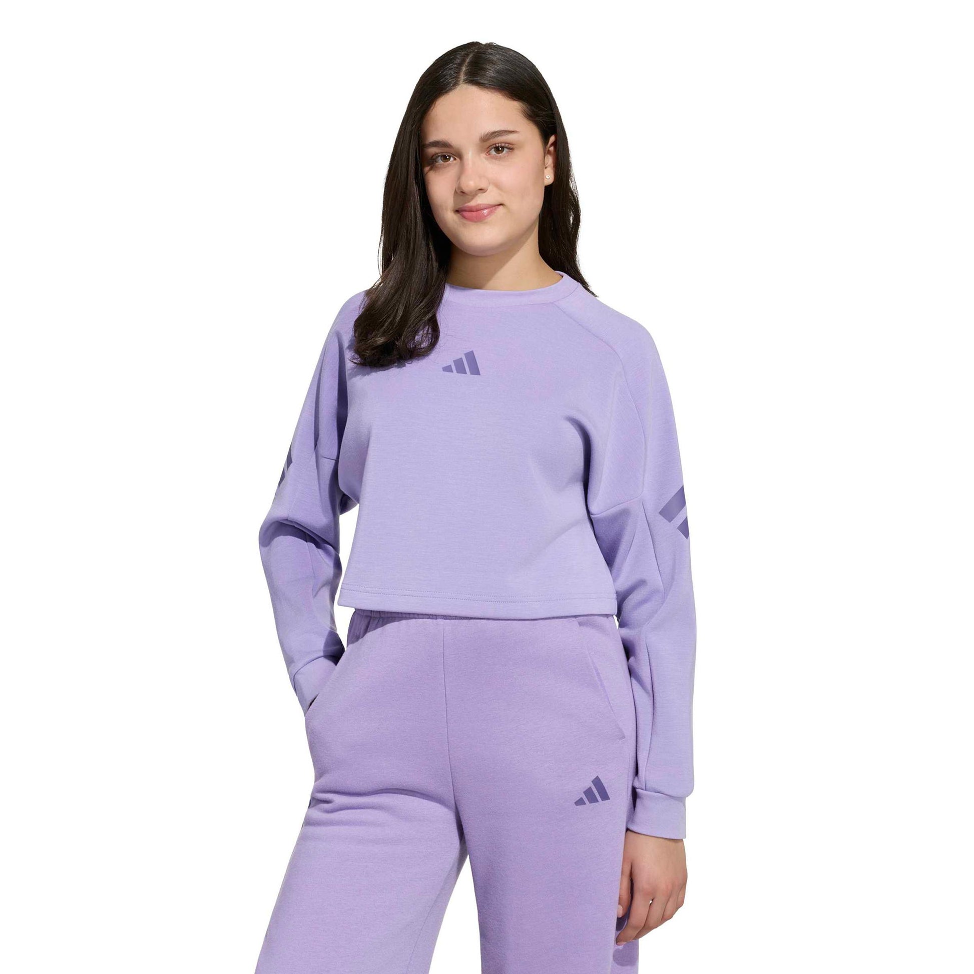 adidas 3Stripes Crew Crop Sweatshirt Kids - lilac