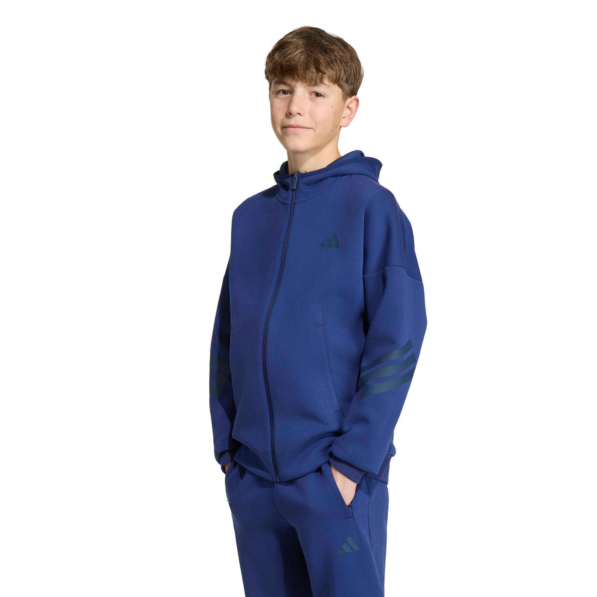 adidas 3Stripes Zip Hoodie Kids - dark blue