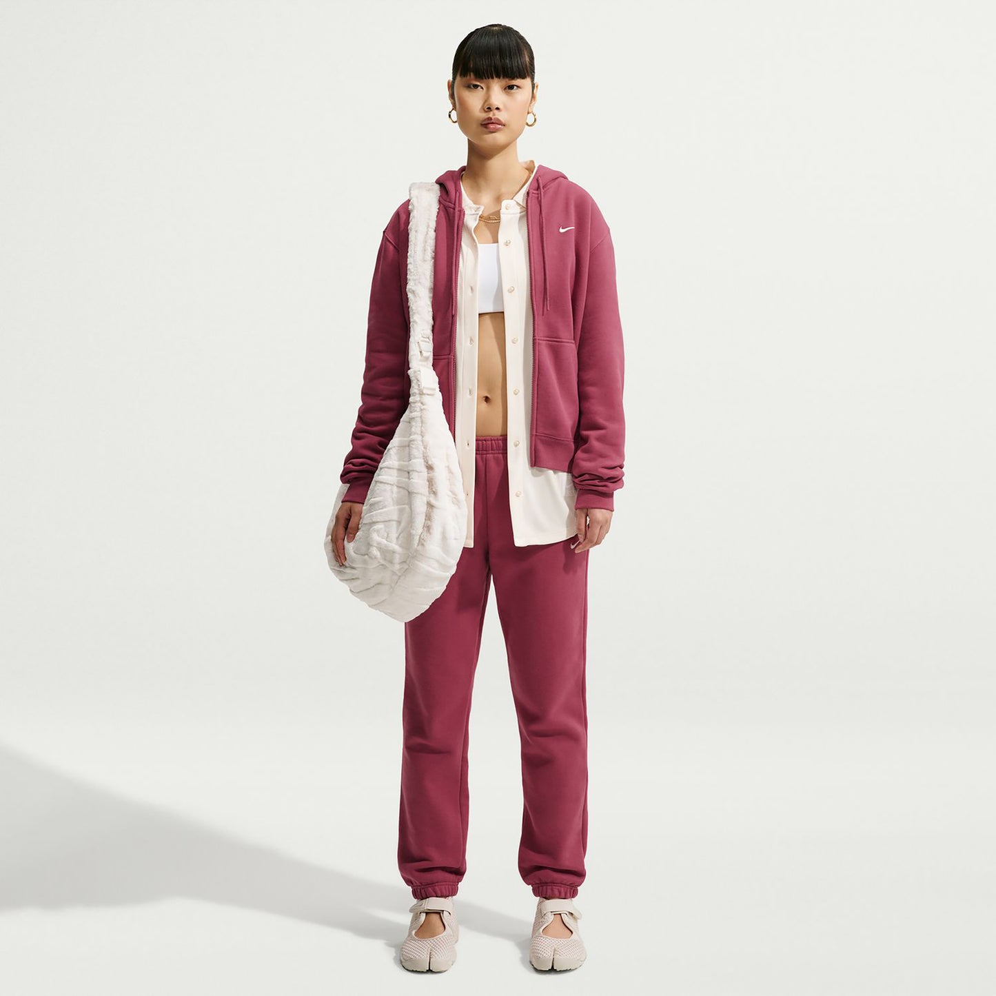 Nike Studio Fleece Zip Hoodie Women - mauve