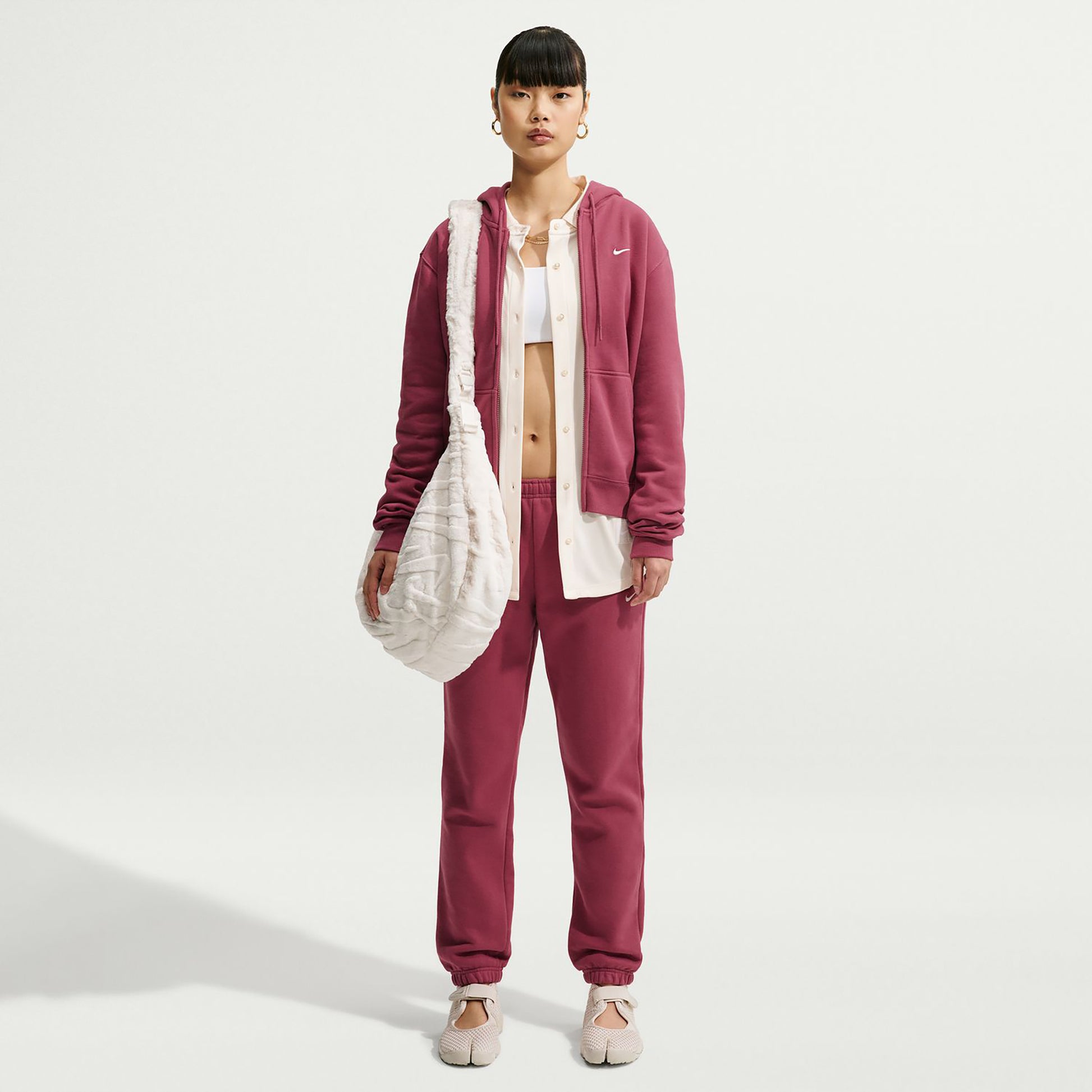Nike Studio Fleece Zip Hoodie Women - mauve