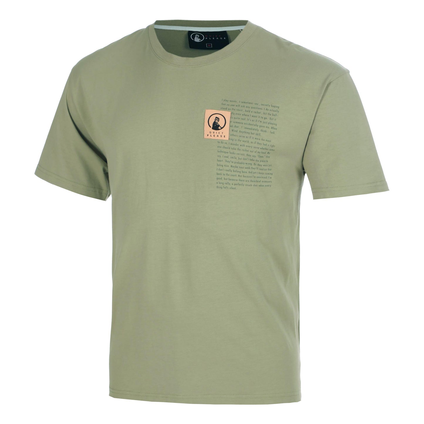 Quiet Please Thoughts Patch Loose Fit T-Shirt Men - khaki