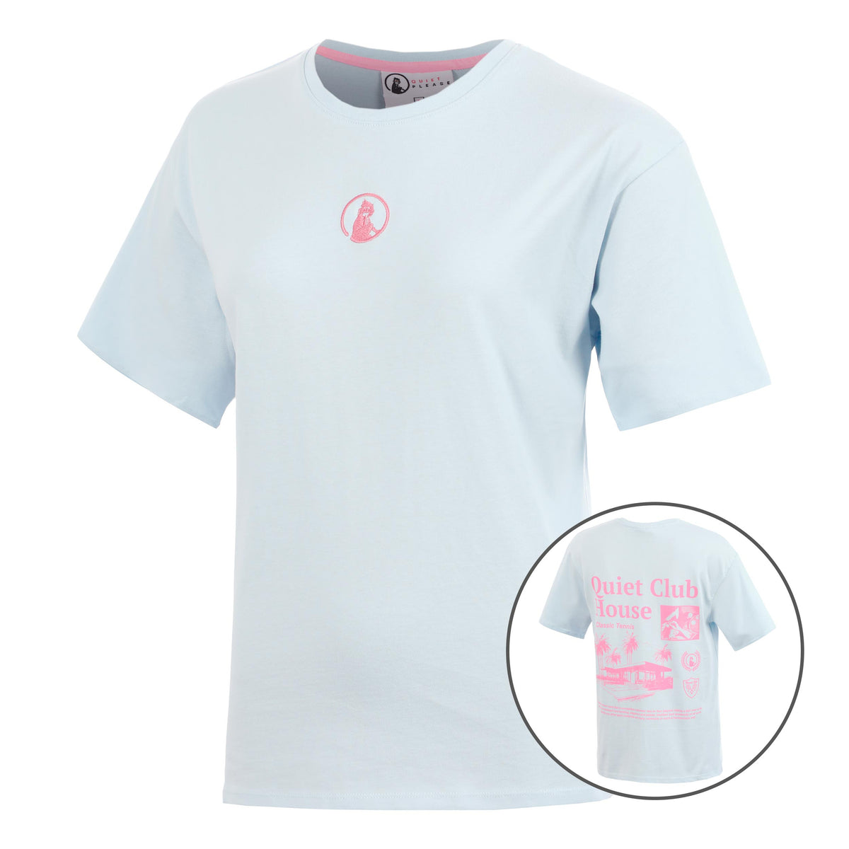 Quiet Please Club House Boyfriend T-Shirt Women - light blue