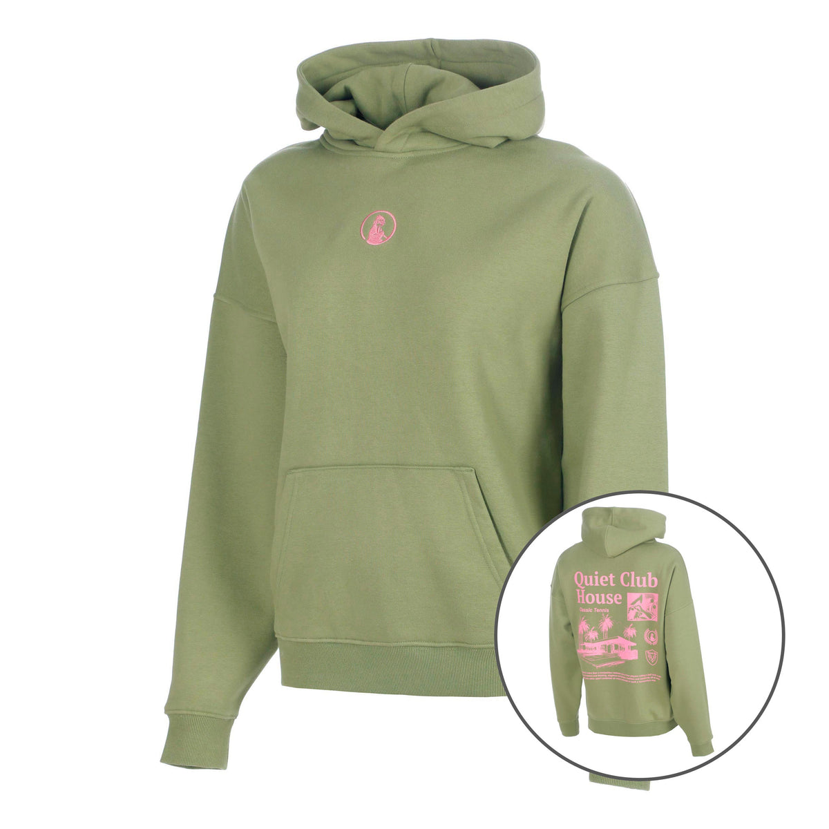 Quiet Please Club House Oversize Hoody Women - khaki
