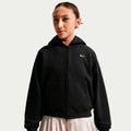 Oversized Fleece Full-Zip Zip Hoodie Girls - black