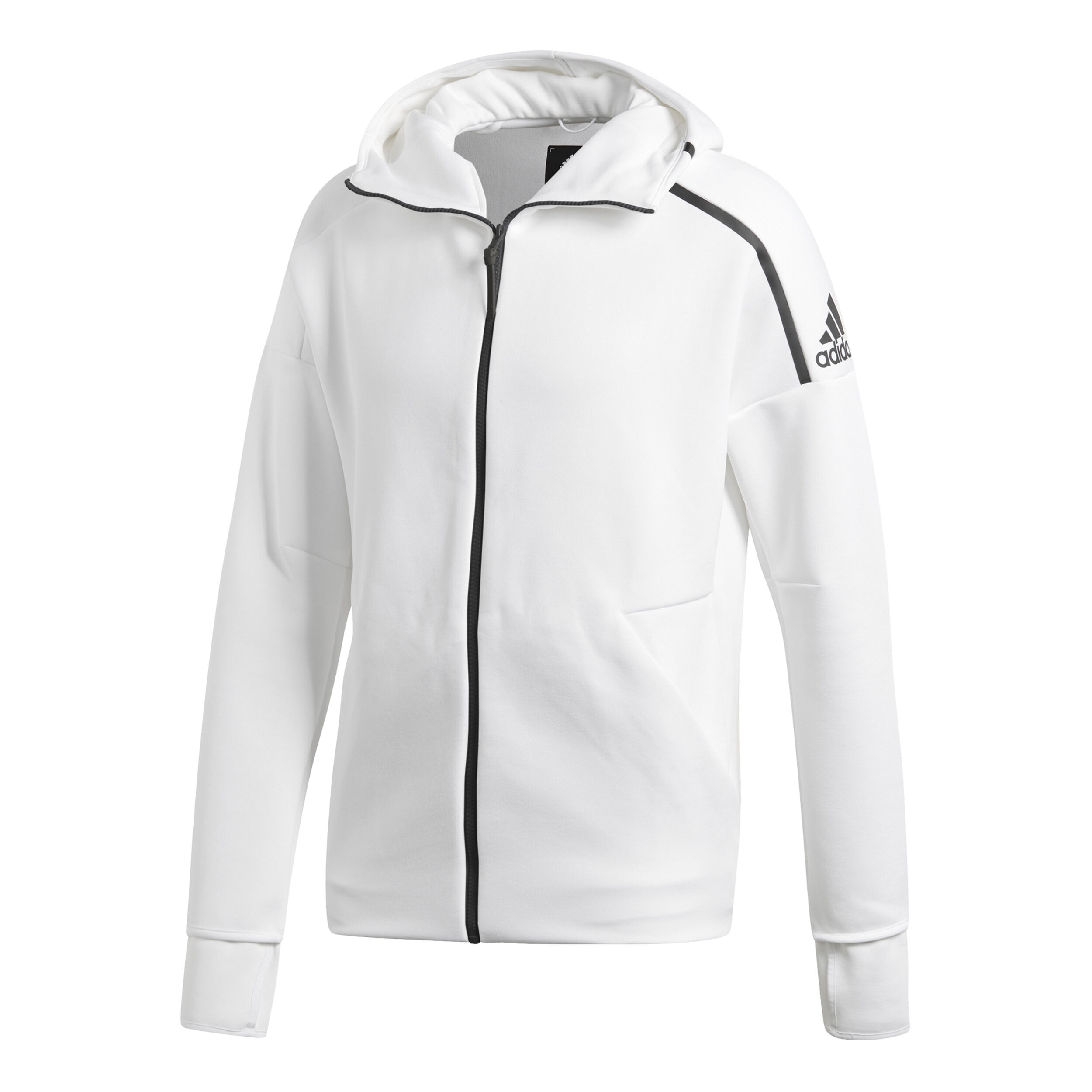 Adidas white zip up jacket new arrivals