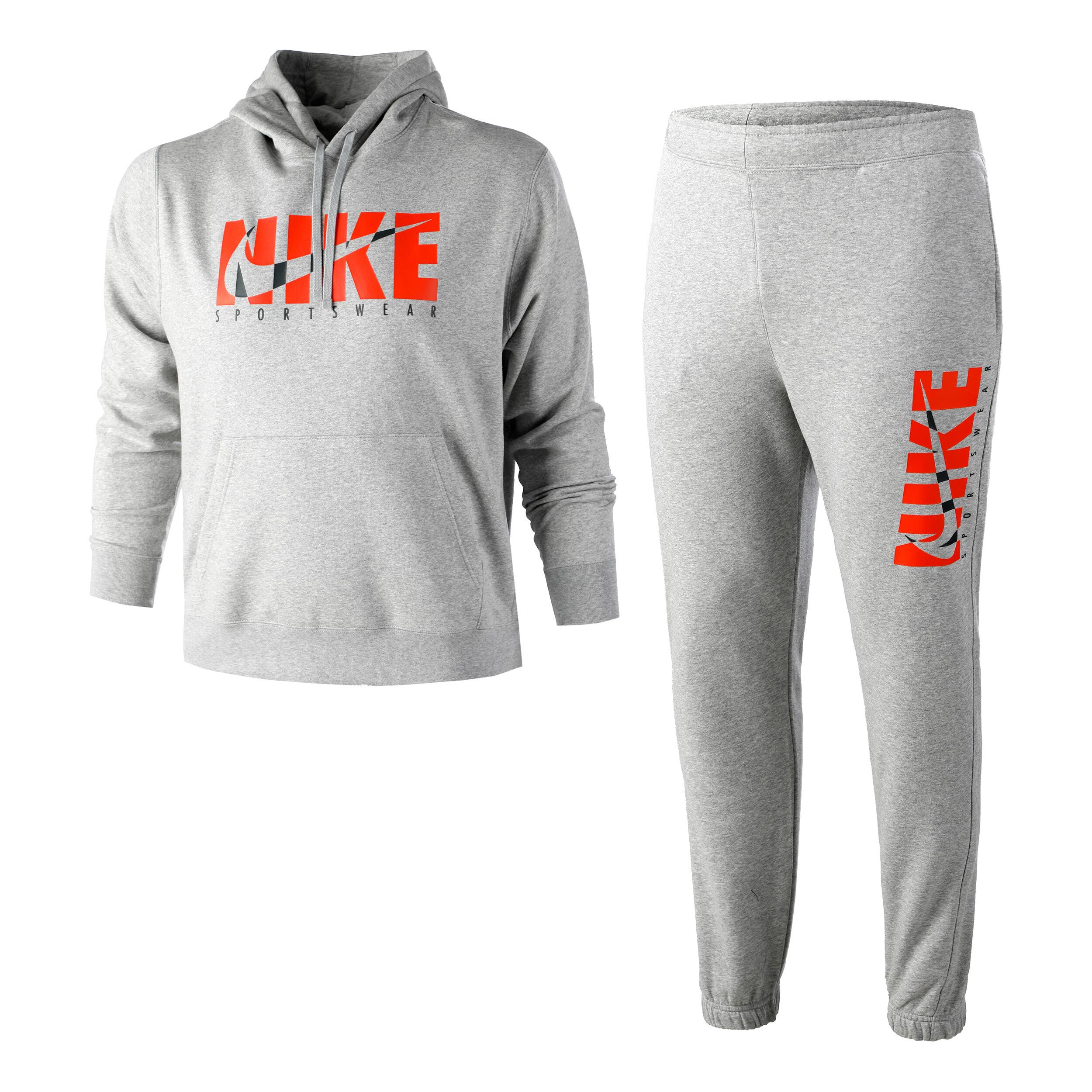 Sportswear Graphic Tracksuit Men Grey Orange