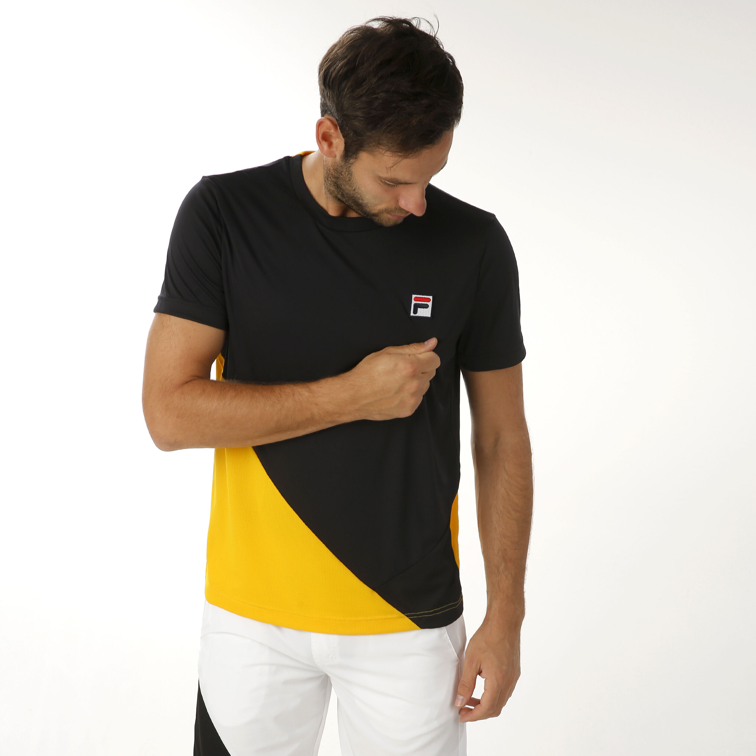 Black and online yellow fila shirt