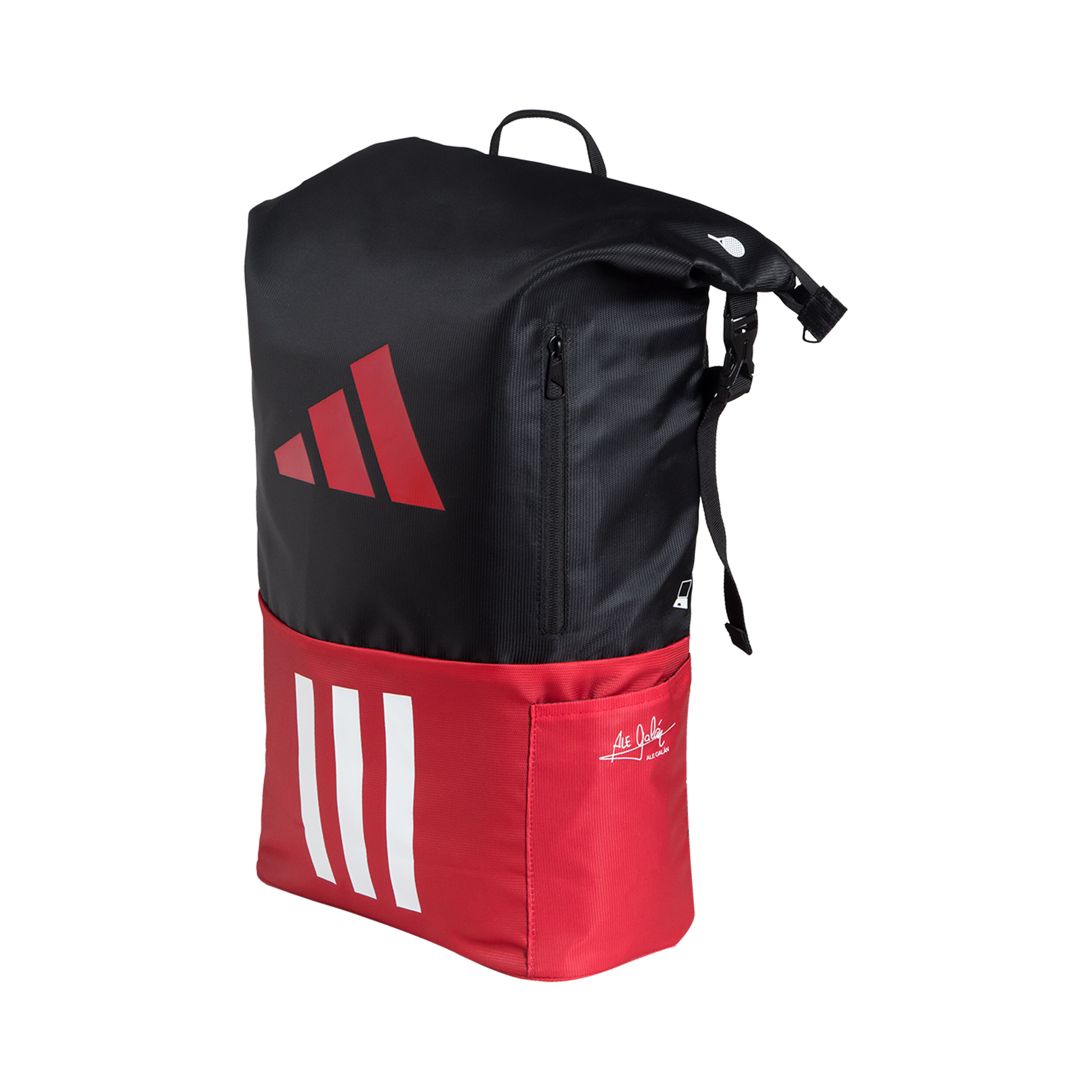 Adidas black shop and red backpack