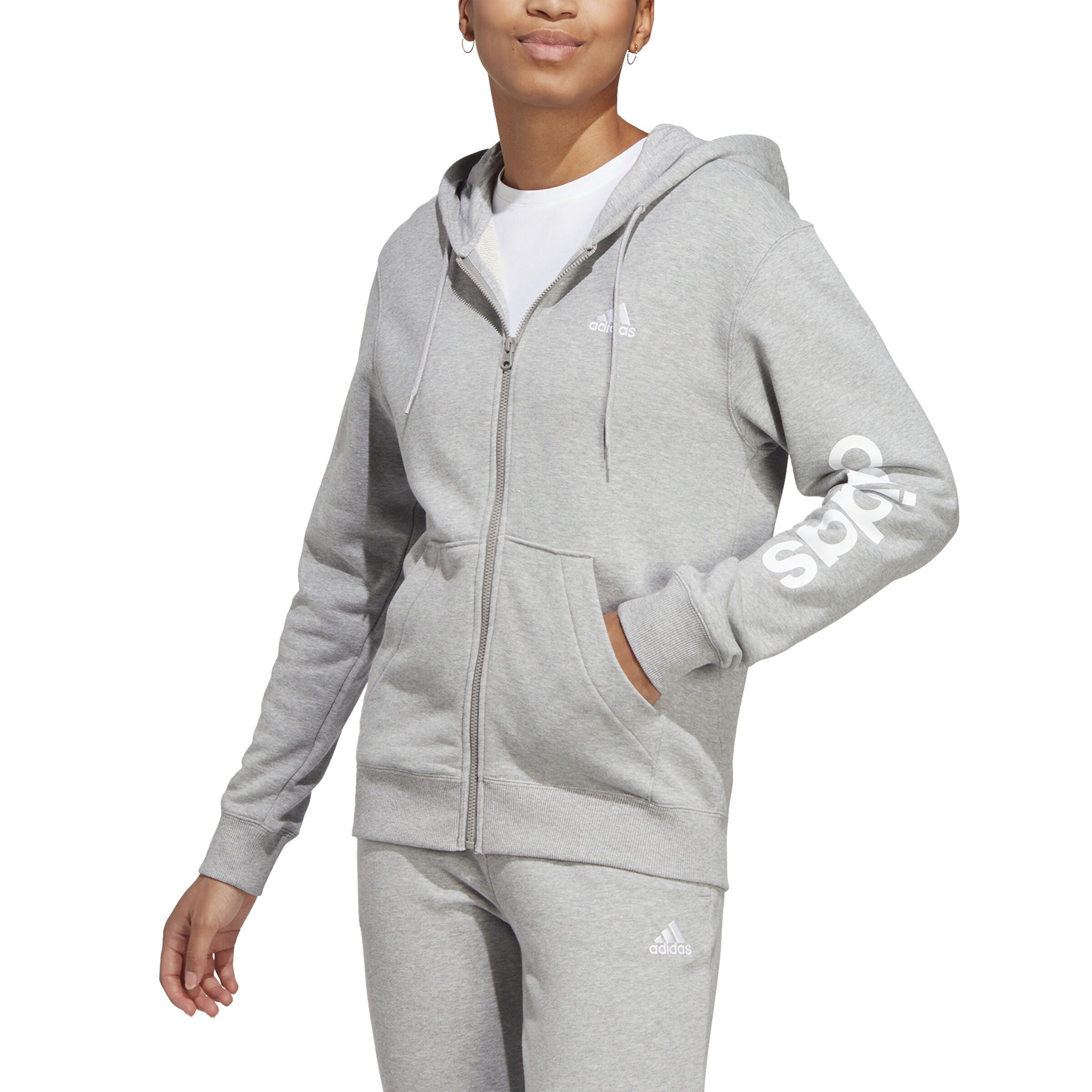 Women's adidas essential linear logo fz hoodie hotsell