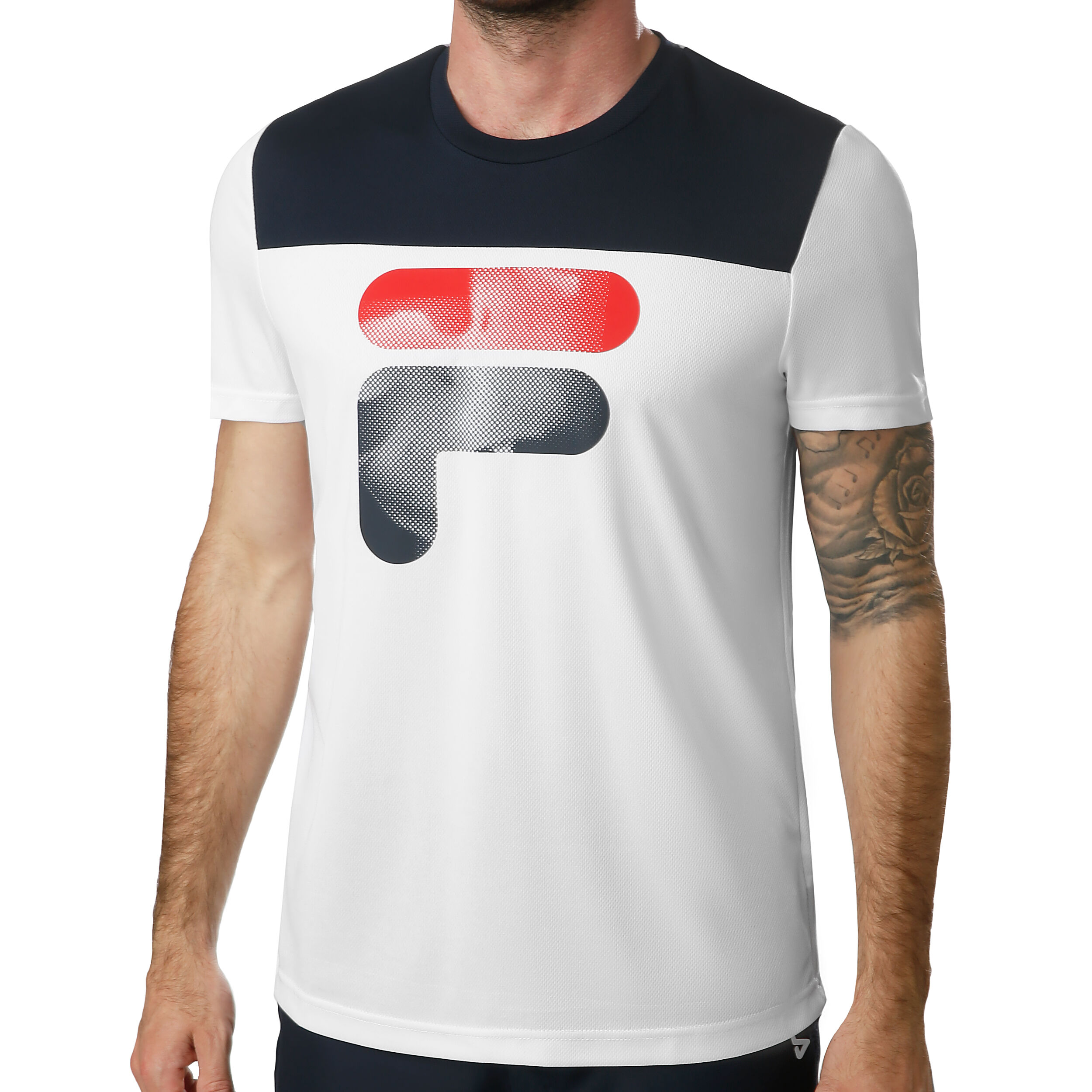 Buy Fila Tim T Shirt Men White Dark Blue online Padel Point COM